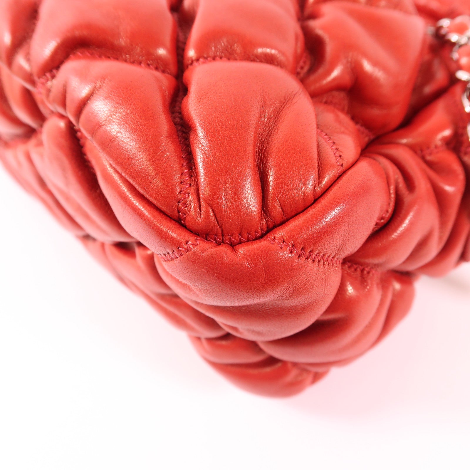 CHANEL 牛皮皮革Shoulder Bag銀扣肩背袋