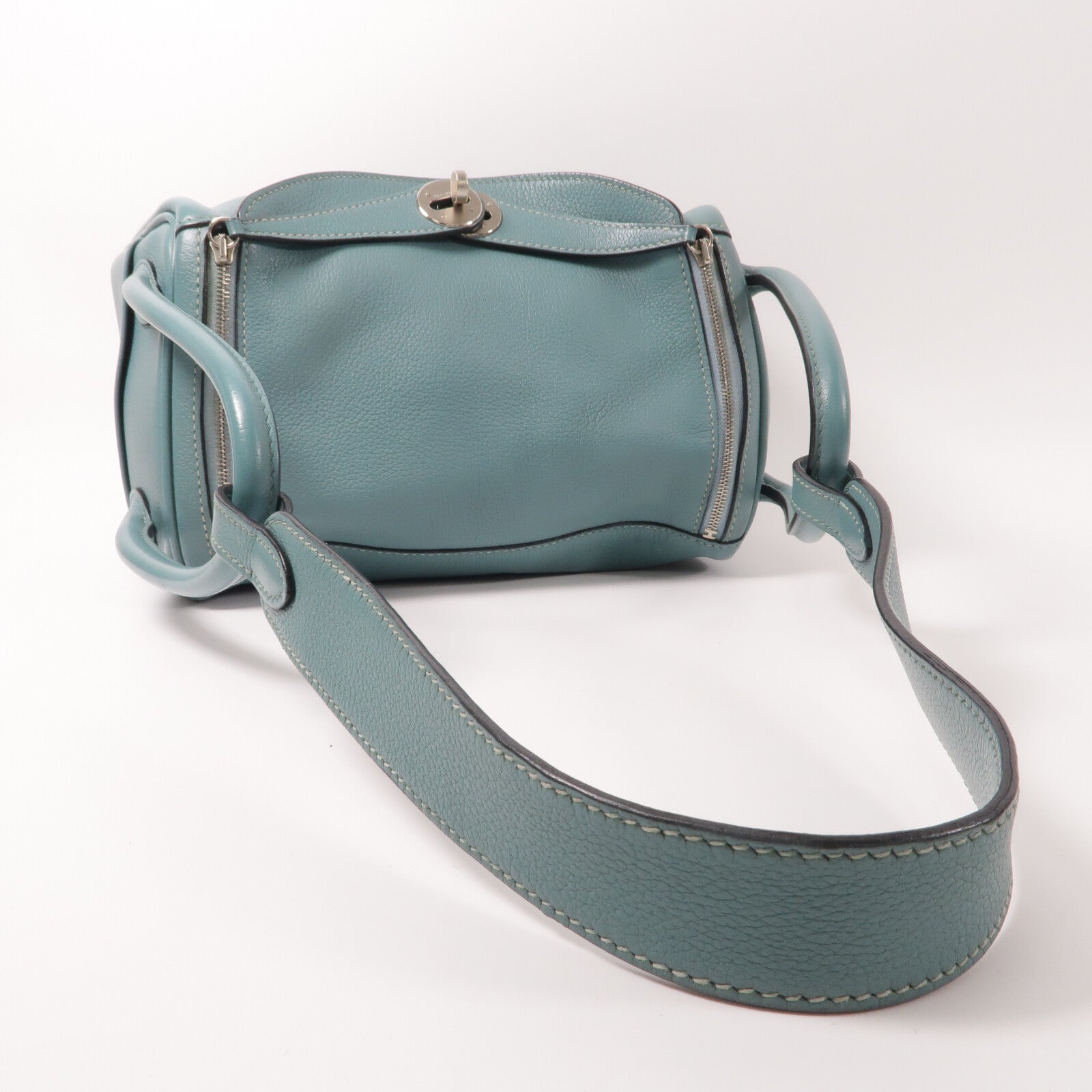 HERMES Evercolor皮革Lindy 26手挽肩背兩用袋Bleu Saint Cyr