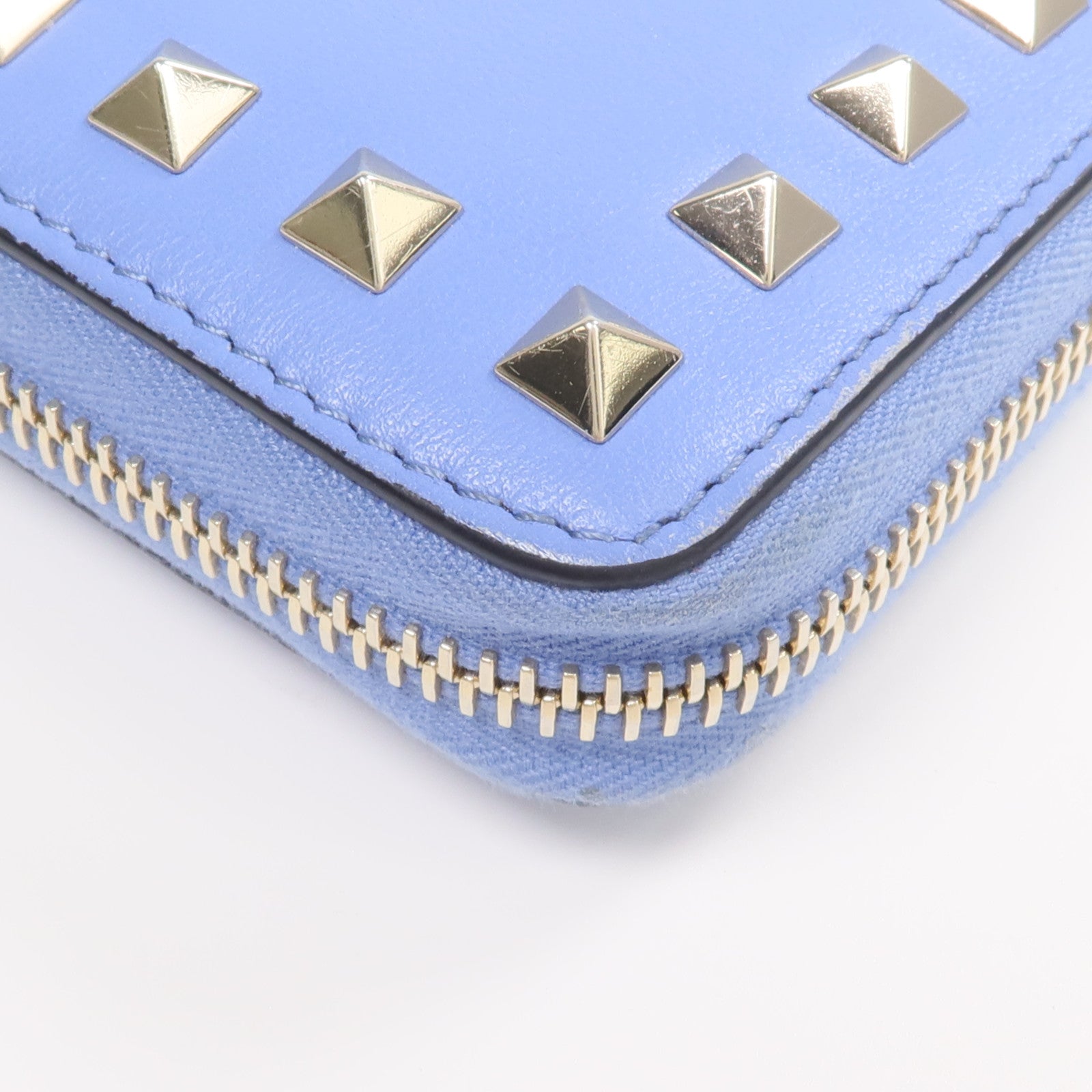 Valentino 【激減優惠】牛皮皮革Rockstud Round Long Wallet金扣拉鏈長錢包