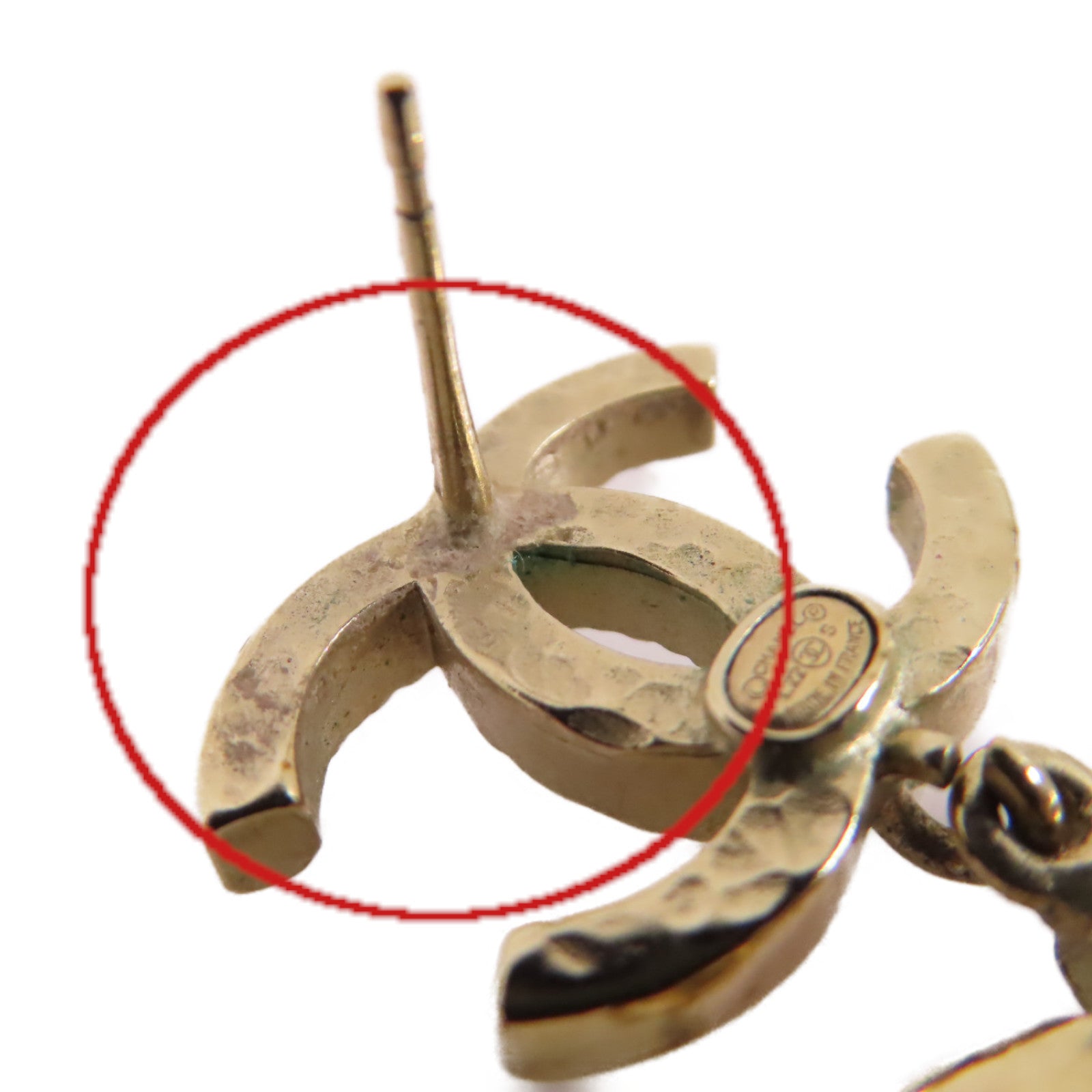 CHANEL 金屬/仿珍珠Earrings金扣耳環/紅色/淺紫色金色