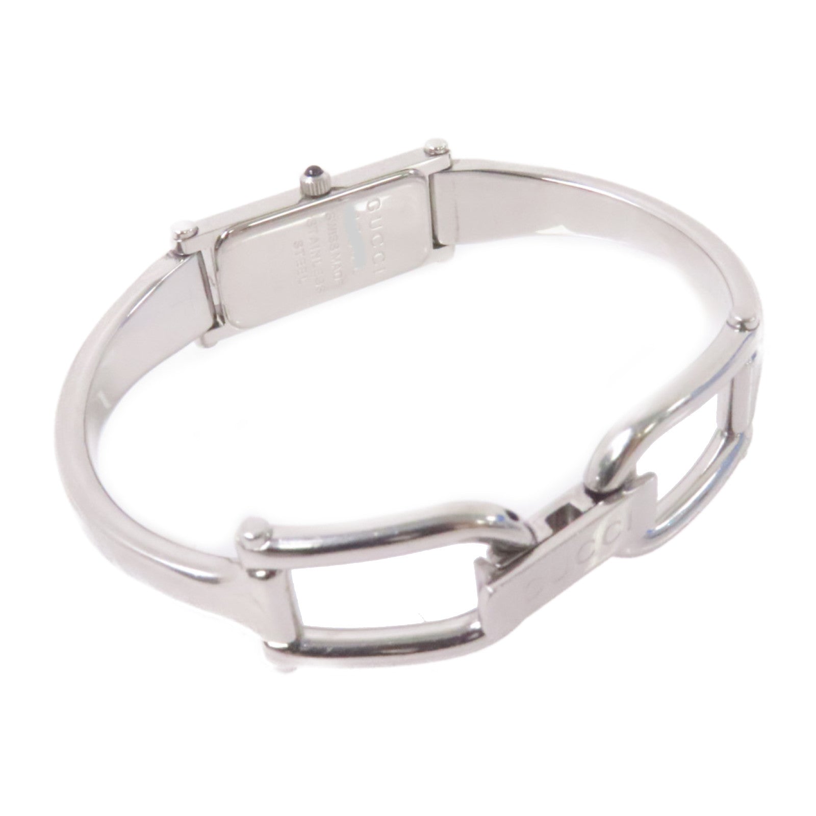 GUCCI Bangle Black Dial Watch不鏽鋼石英機芯手錶黑色