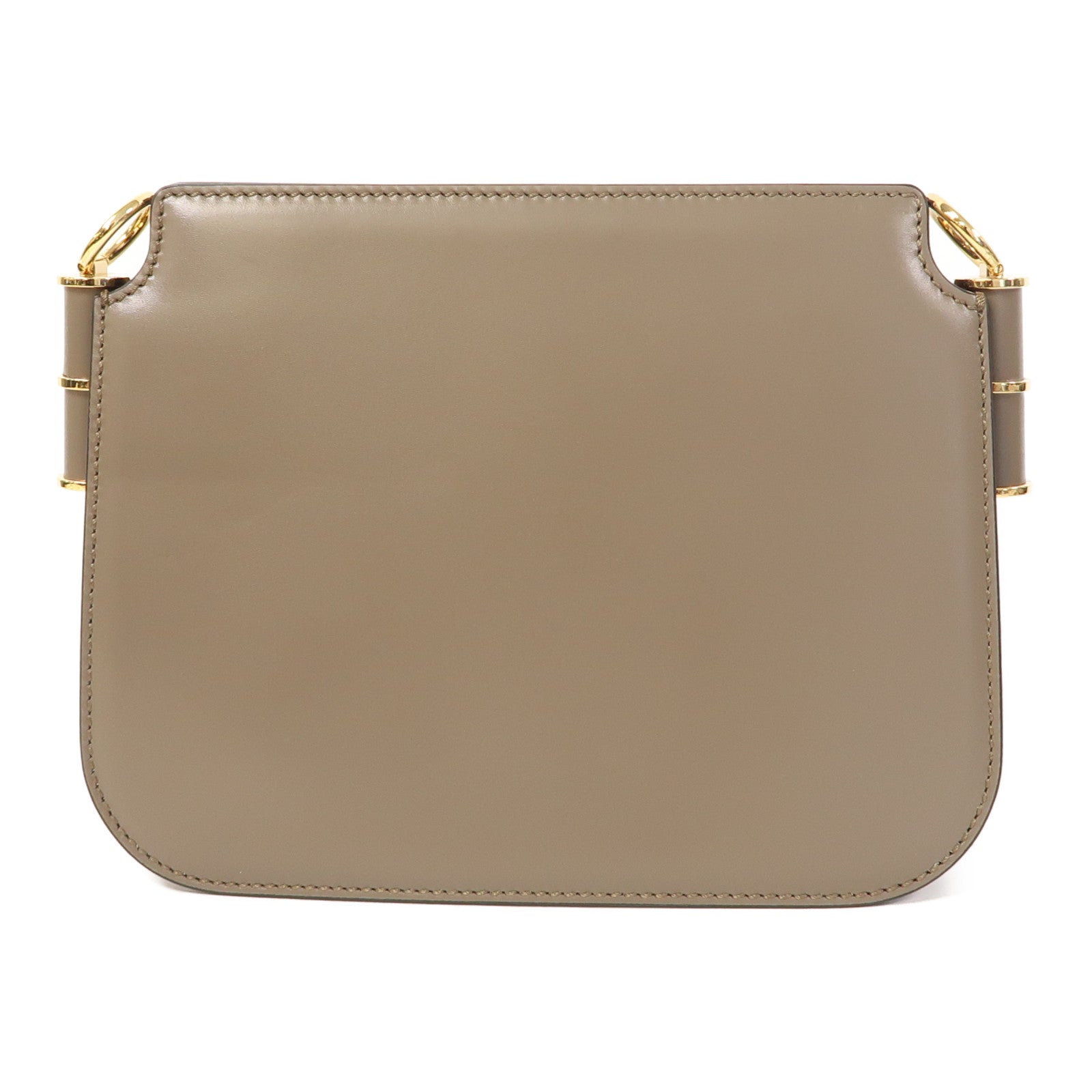 FENDI 牛皮皮革Touch FF金扣肩背袋灰色