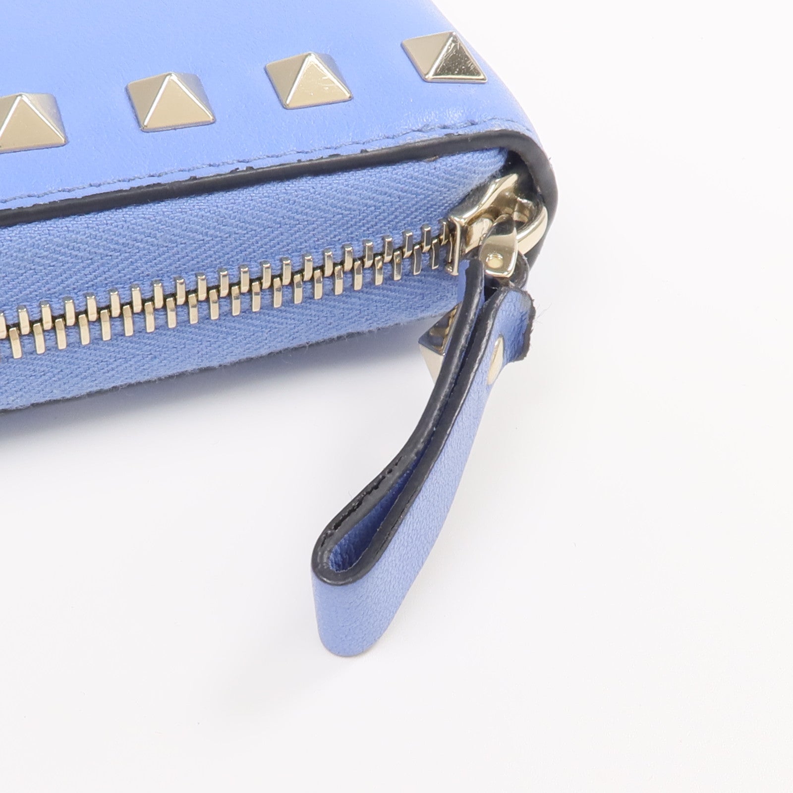 Valentino 【激減優惠】牛皮皮革Rockstud Round Long Wallet金扣拉鏈長錢包