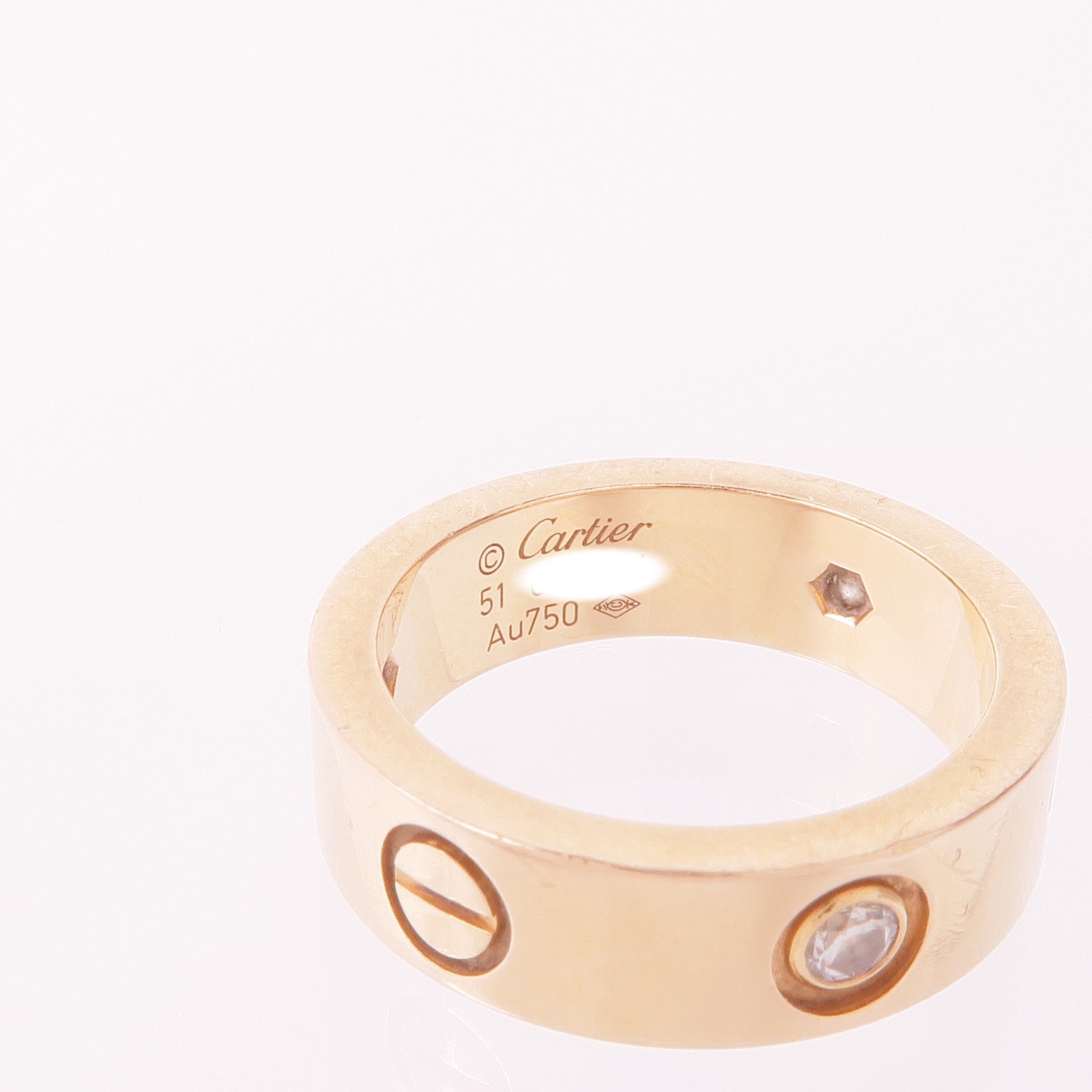 CARTIER 18K玫瑰金Love Ring 3 Diamonds鑽石戒指Cartier#51/US#5.75