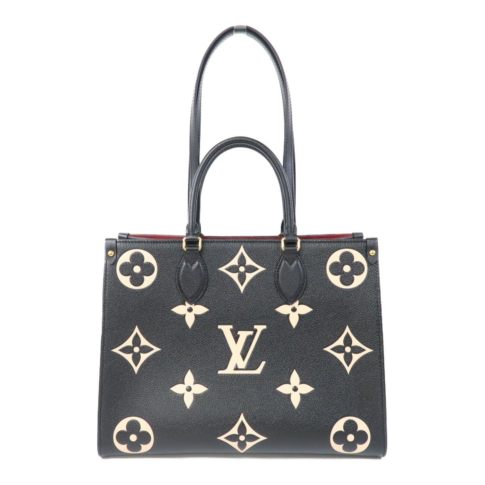 LOUIS VUITTON Monogram Empreinte OnTheGo MM金扣手挽肩背兩用袋黑色/白色