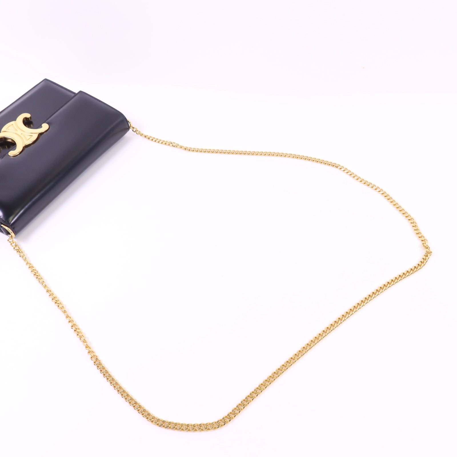 CELINE 牛皮皮革Chain Shoulder金扣肩背袋