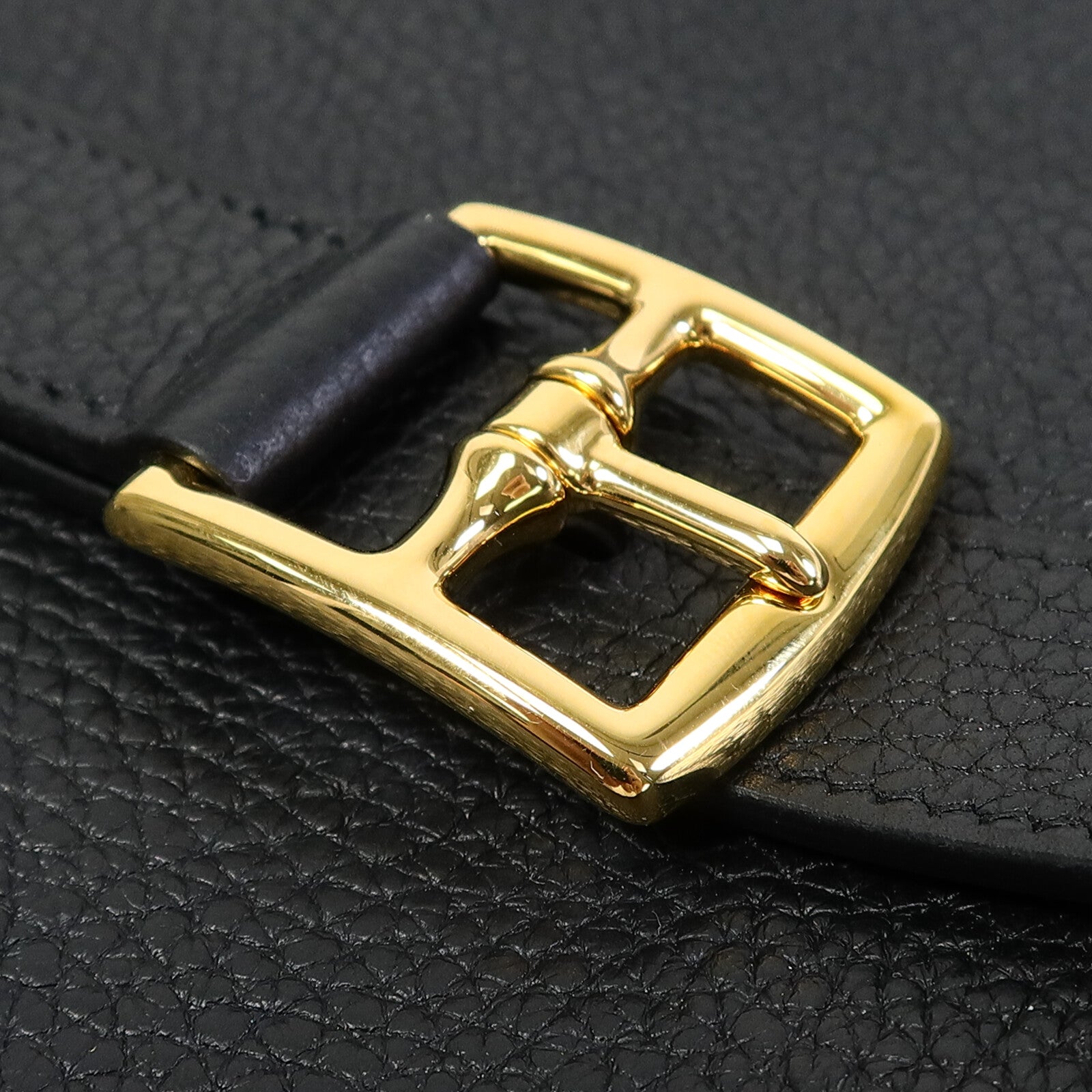 HERMES Clemence皮革Halzan 31金扣手挽肩背兩用袋Noir