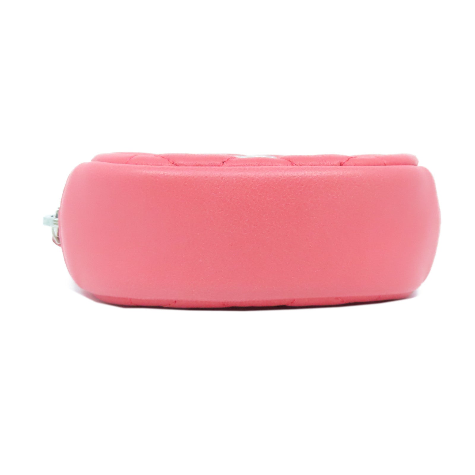 CHANEL 【激減優惠】菱格羊皮皮革Coin Case銀扣零錢包粉紅色