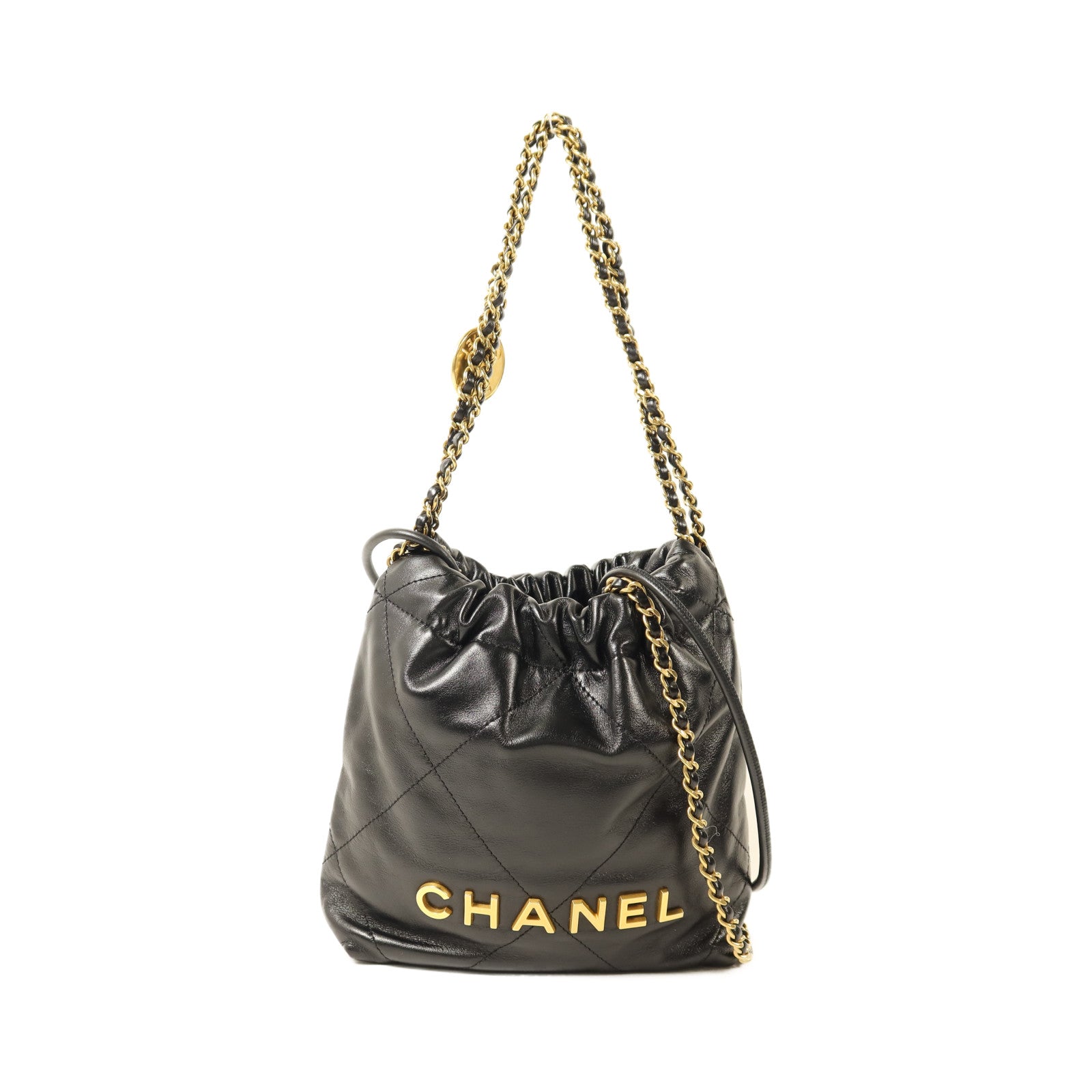 CHANEL 【激減優惠】牛皮皮革Mini C22金扣鏈帶肩背袋