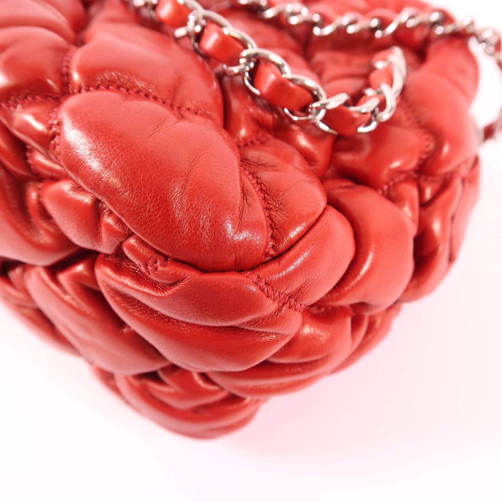 CHANEL 牛皮皮革Shoulder Bag銀扣肩背袋