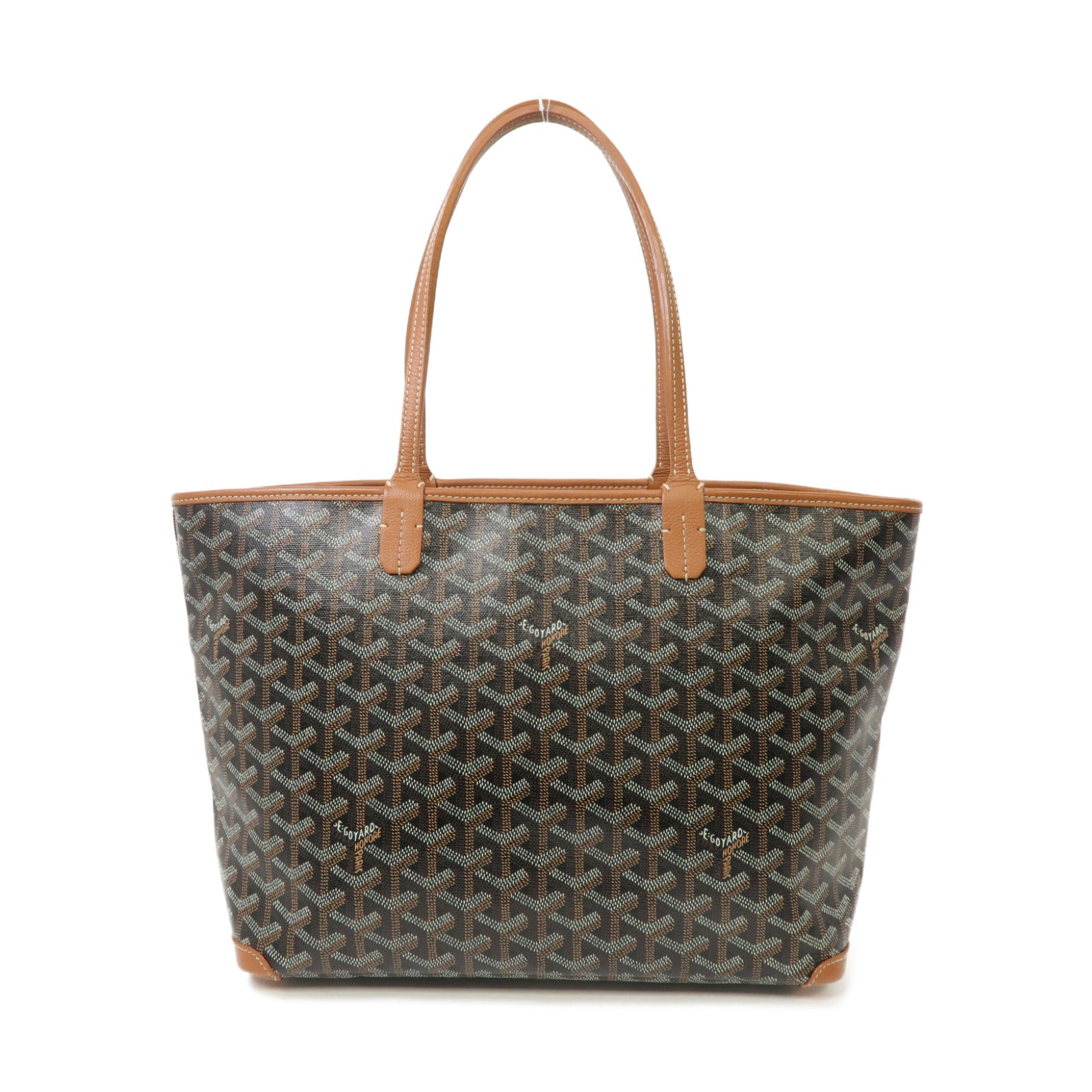 GOYARD 塗層帆布/皮革Artois銀扣手挽袋啡色