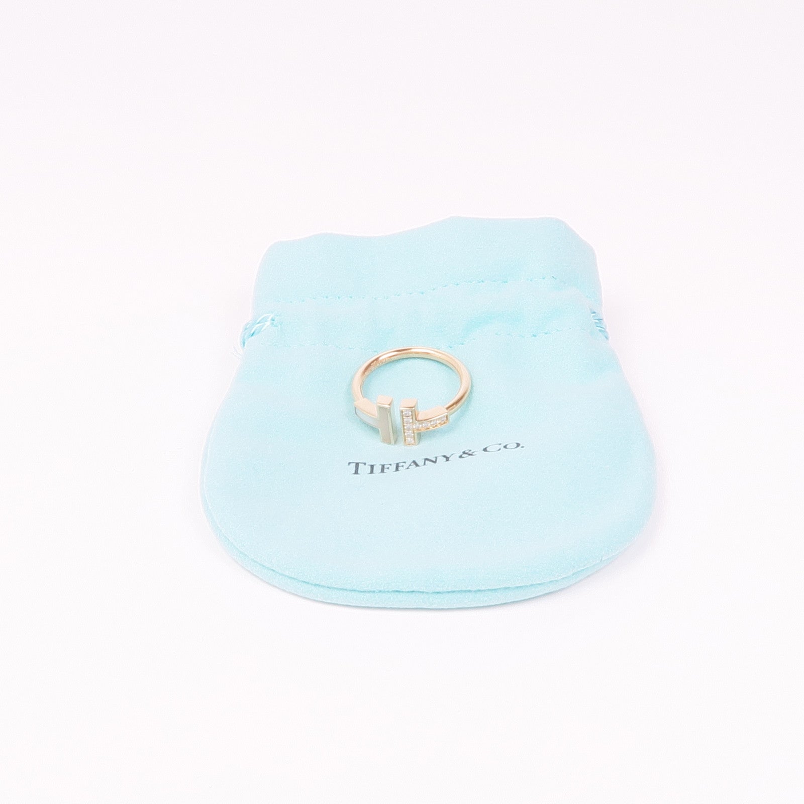 TIFFANY＆CO 18K玫瑰金Diamond T Wire Ring鑽石戒指US#6.75