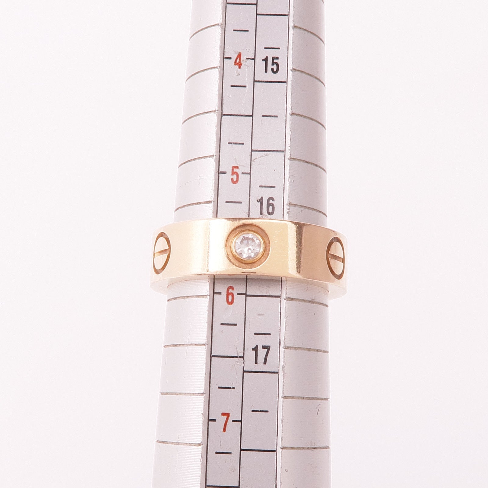 CARTIER 18K玫瑰金Love Ring 3 Diamonds鑽石戒指Cartier#51/US#5.75