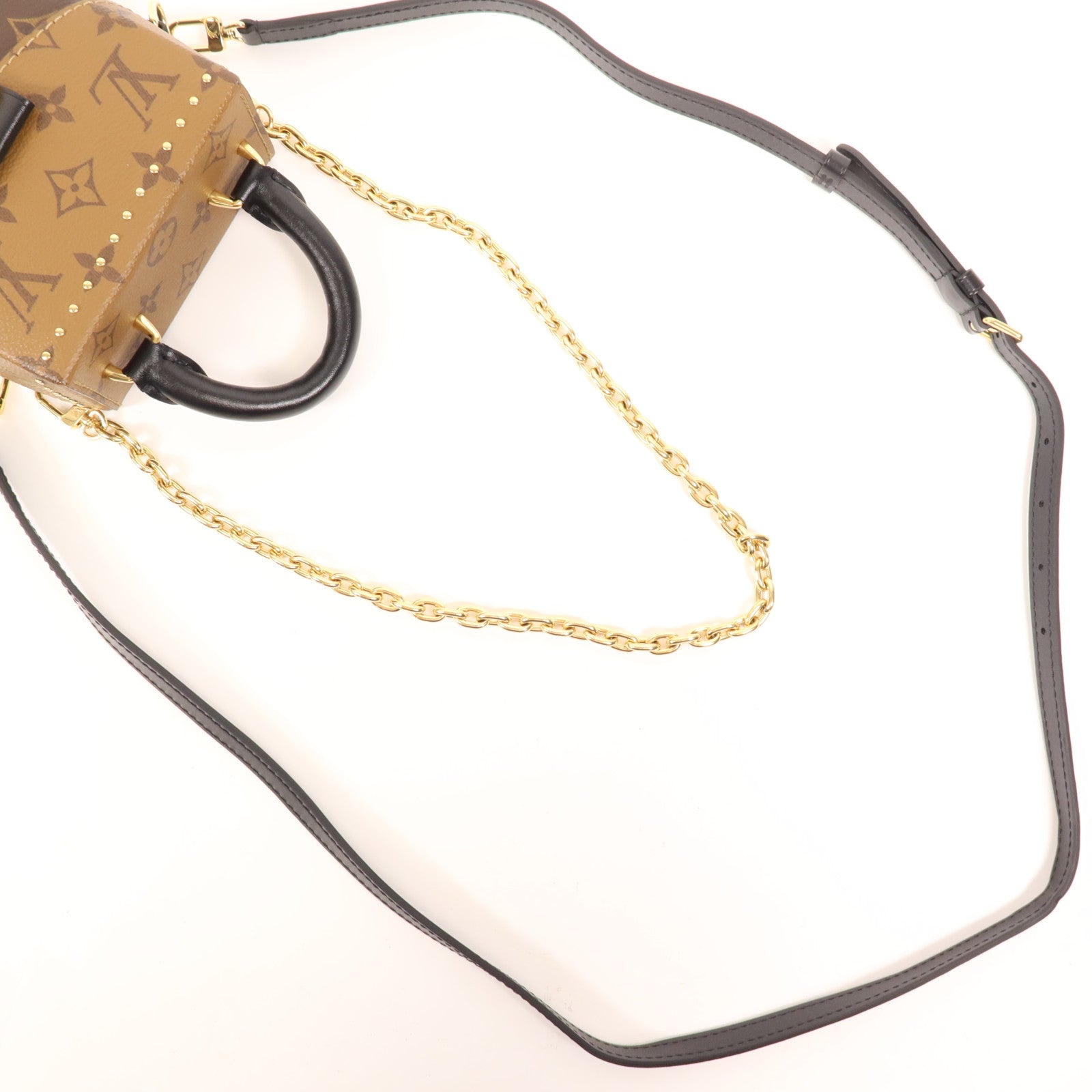 LOUIS VUITTON Monogram/Monogram Reverse Camera Box金扣手挽肩背兩用袋