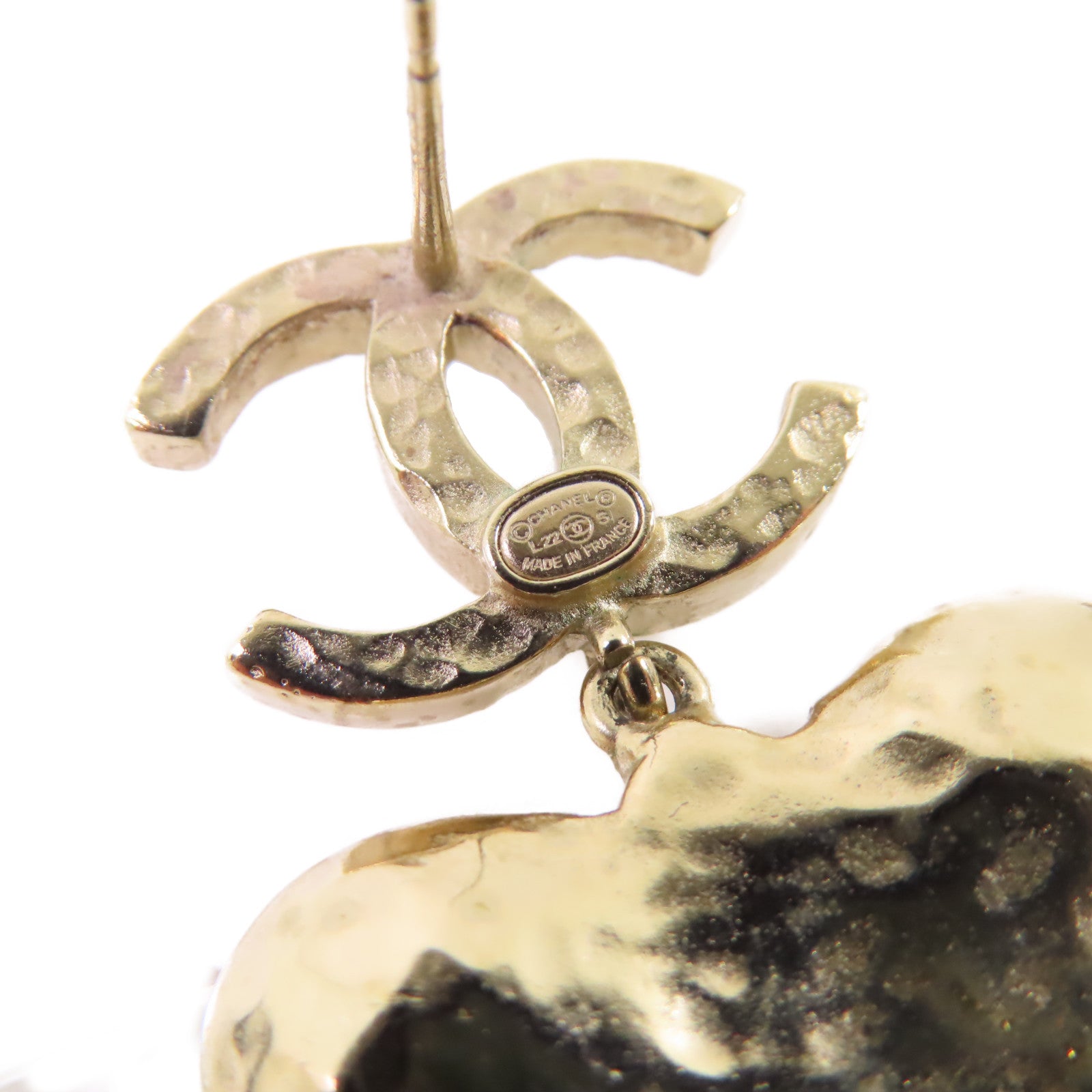 CHANEL 金屬/仿珍珠Earrings金扣耳環/紅色/淺紫色金色
