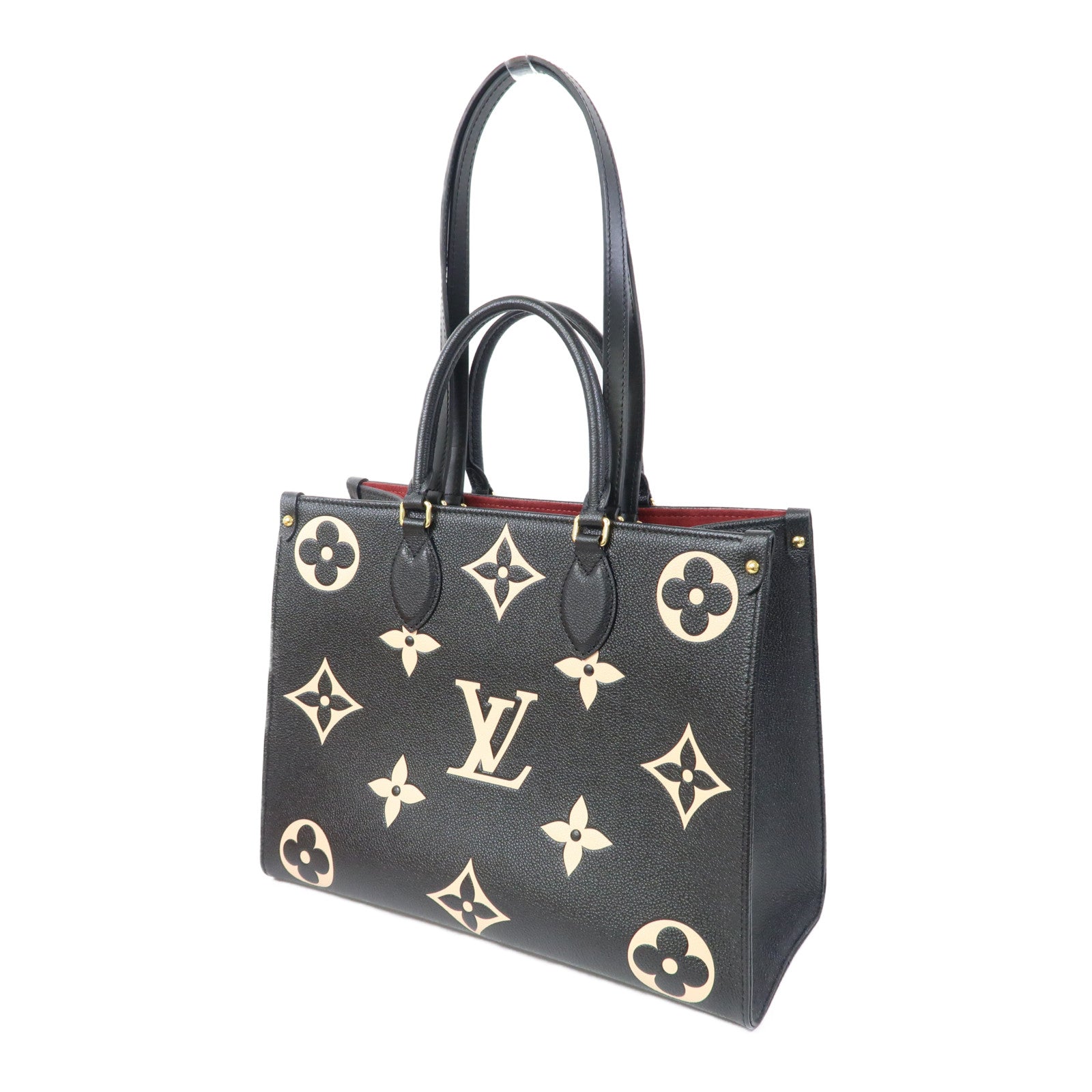 LOUIS VUITTON Monogram Empreinte OnTheGo MM金扣手挽肩背兩用袋黑色/白色
