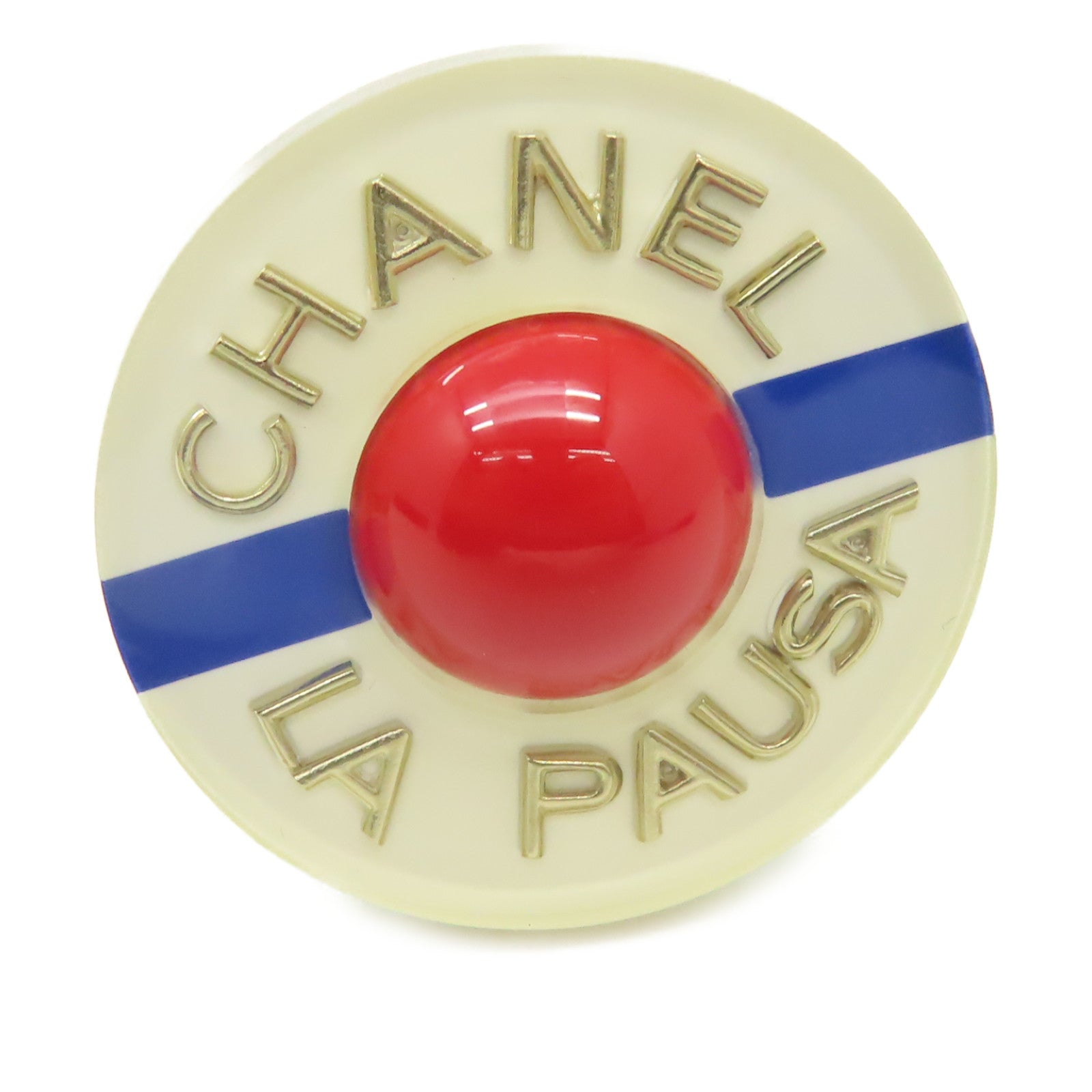CHANEL 【激減優惠】PVC La Pausa Logos Brooch胸針白色/藍色/紅色/金色