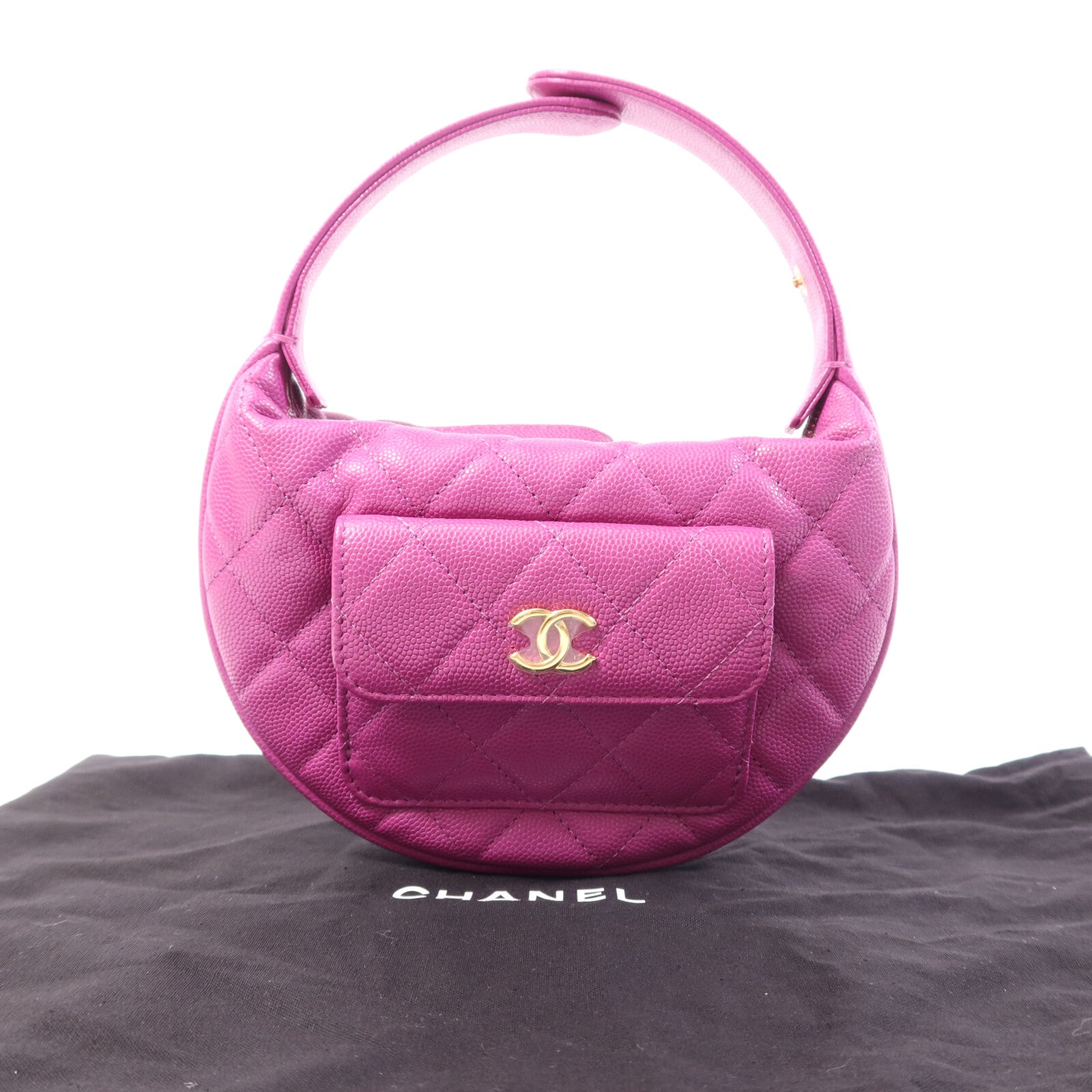 CHANEL 牛皮皮革Hand Bag金扣手挽袋