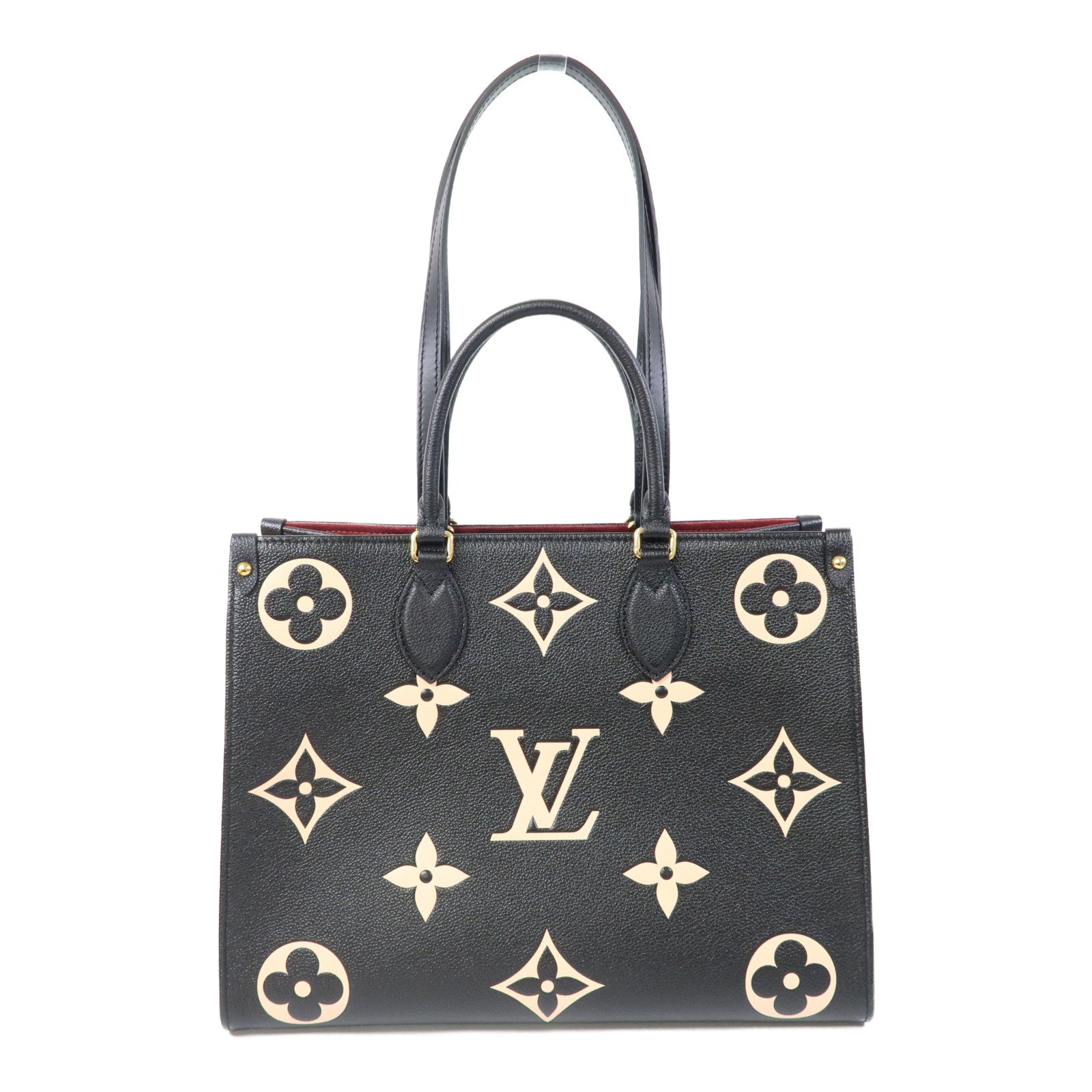 LOUIS VUITTON Monogram Empreinte OnTheGo MM金扣手挽肩背兩用袋黑色/白色