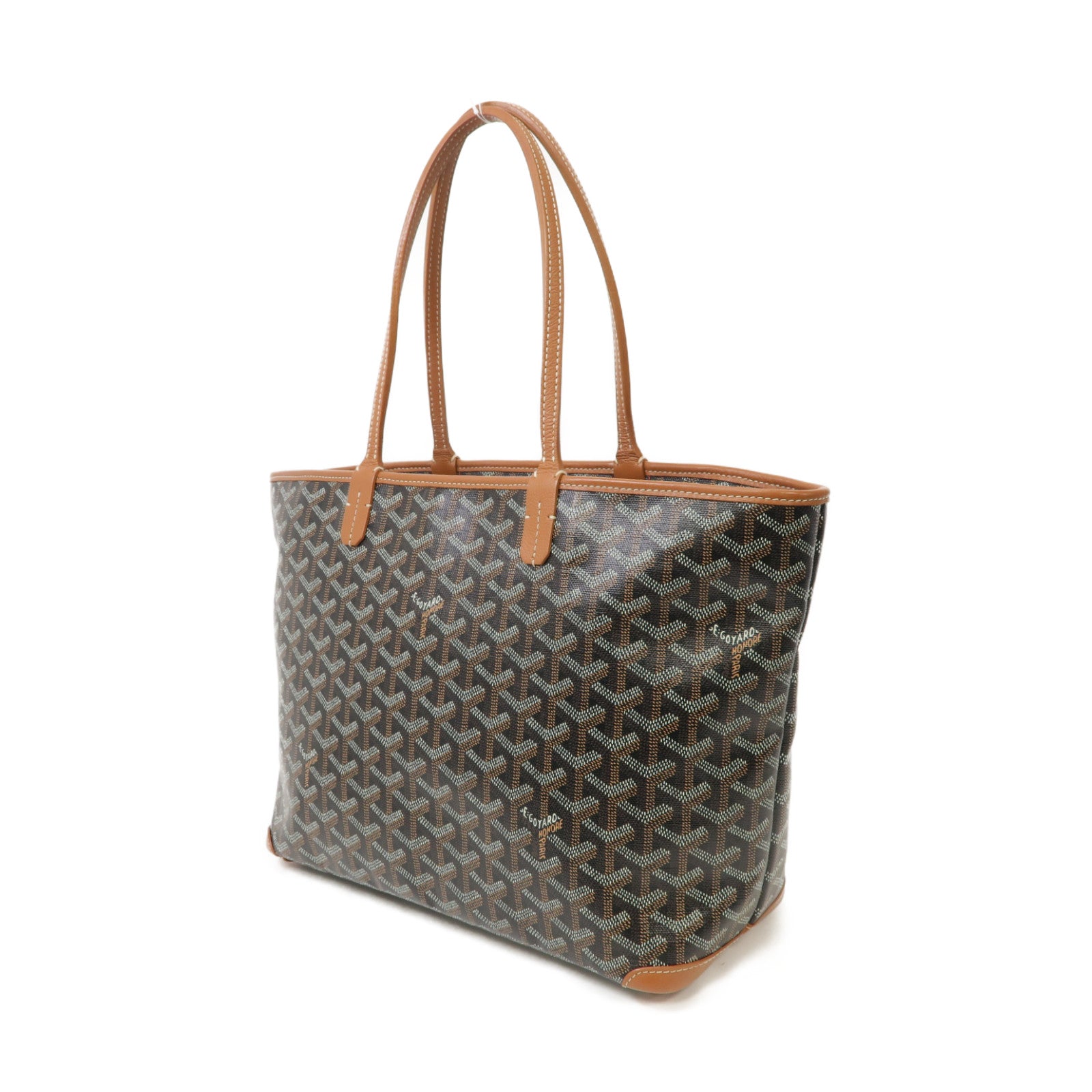 GOYARD 塗層帆布/皮革Artois銀扣手挽袋啡色