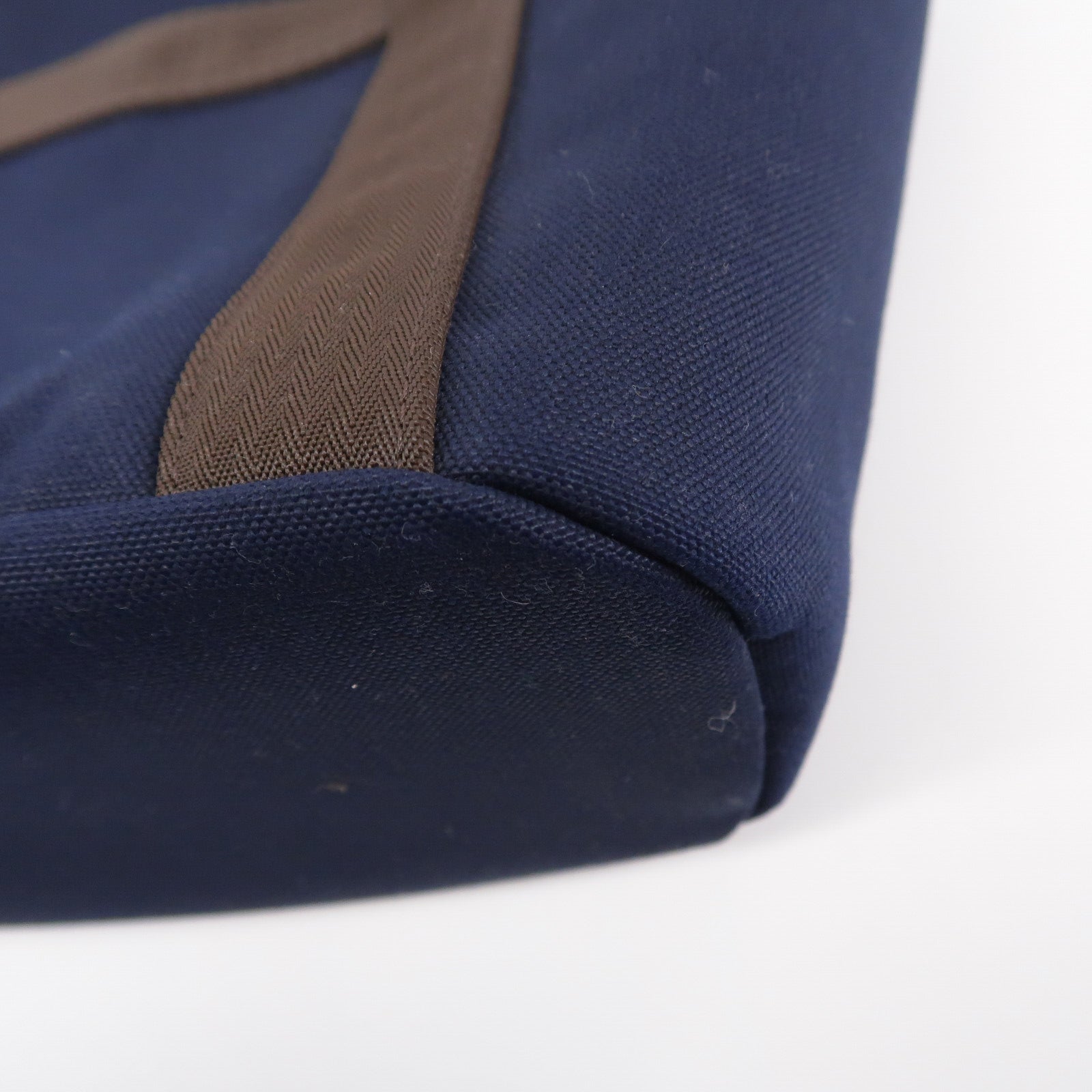 HERMES 帆布The Grooming Bag手挽肩背兩用袋Bleu France/Feu