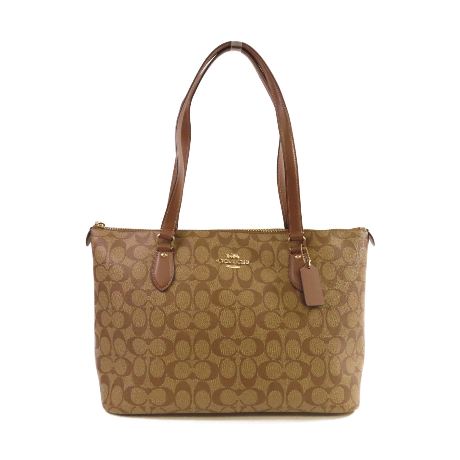 COACH 塗層帆布Gallery Tote Bag金扣肩背袋啡色