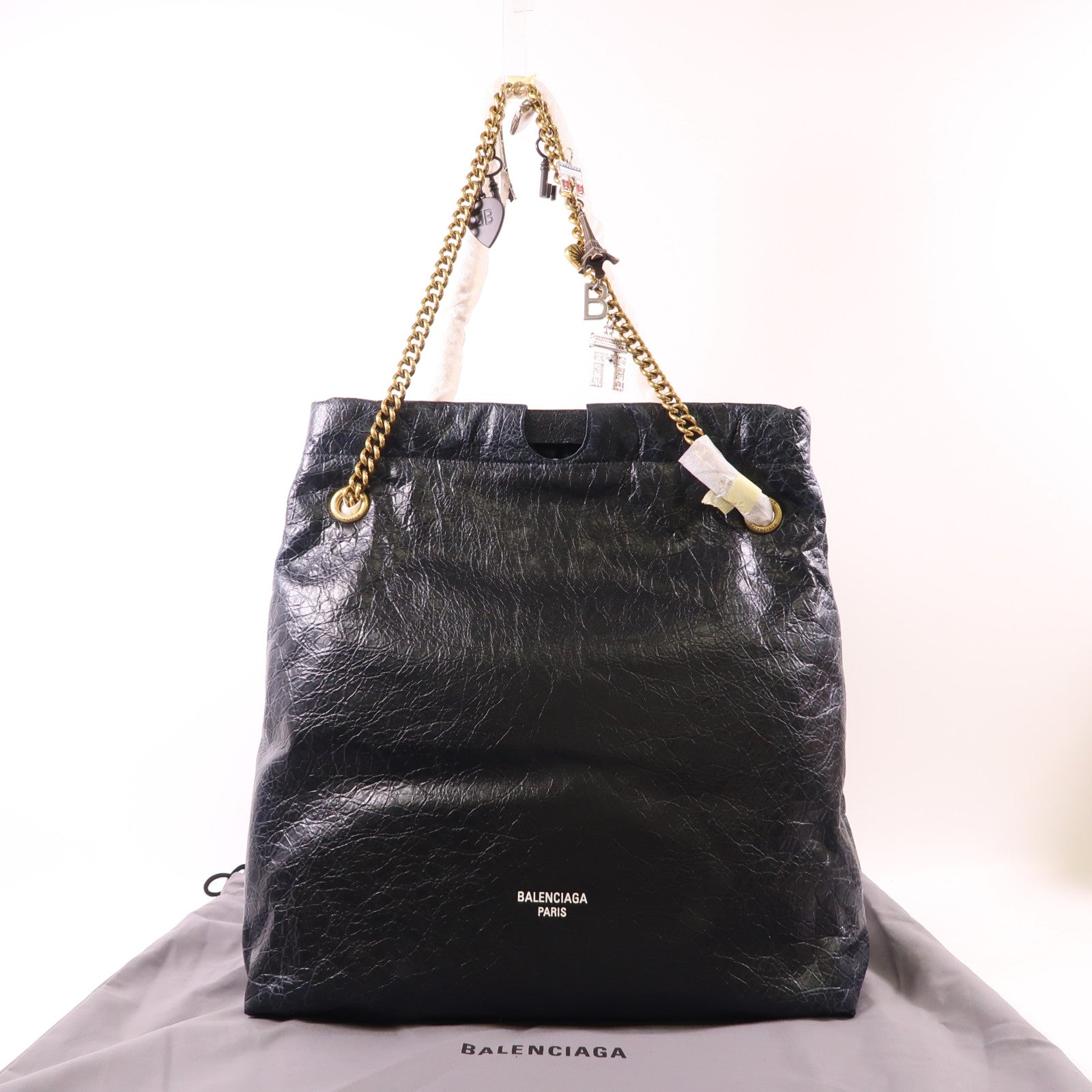 BALENCIAGA 羊皮皮革Crush Medium Tote Bag金扣肩背袋