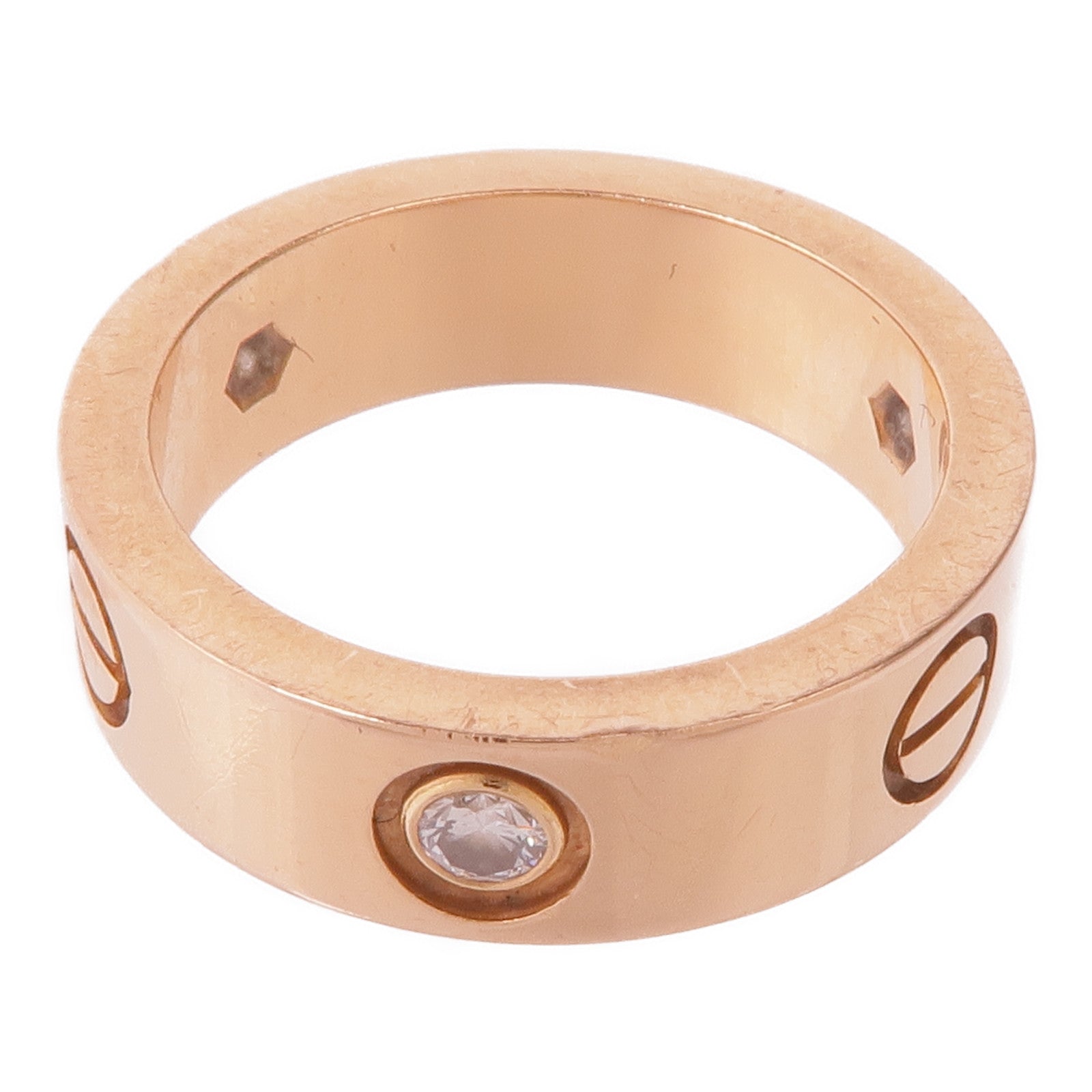 CARTIER 18K玫瑰金Love Ring 3 Diamonds鑽石戒指Cartier#51/US#5.75