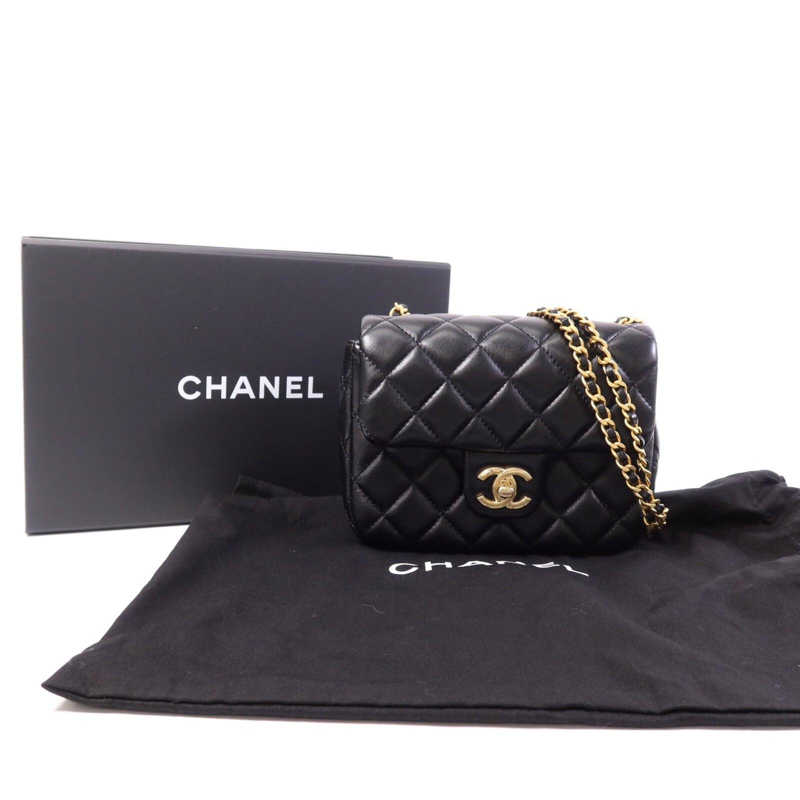 CHANEL 羊皮皮革Shoulder Bag金扣鏈帶肩背袋