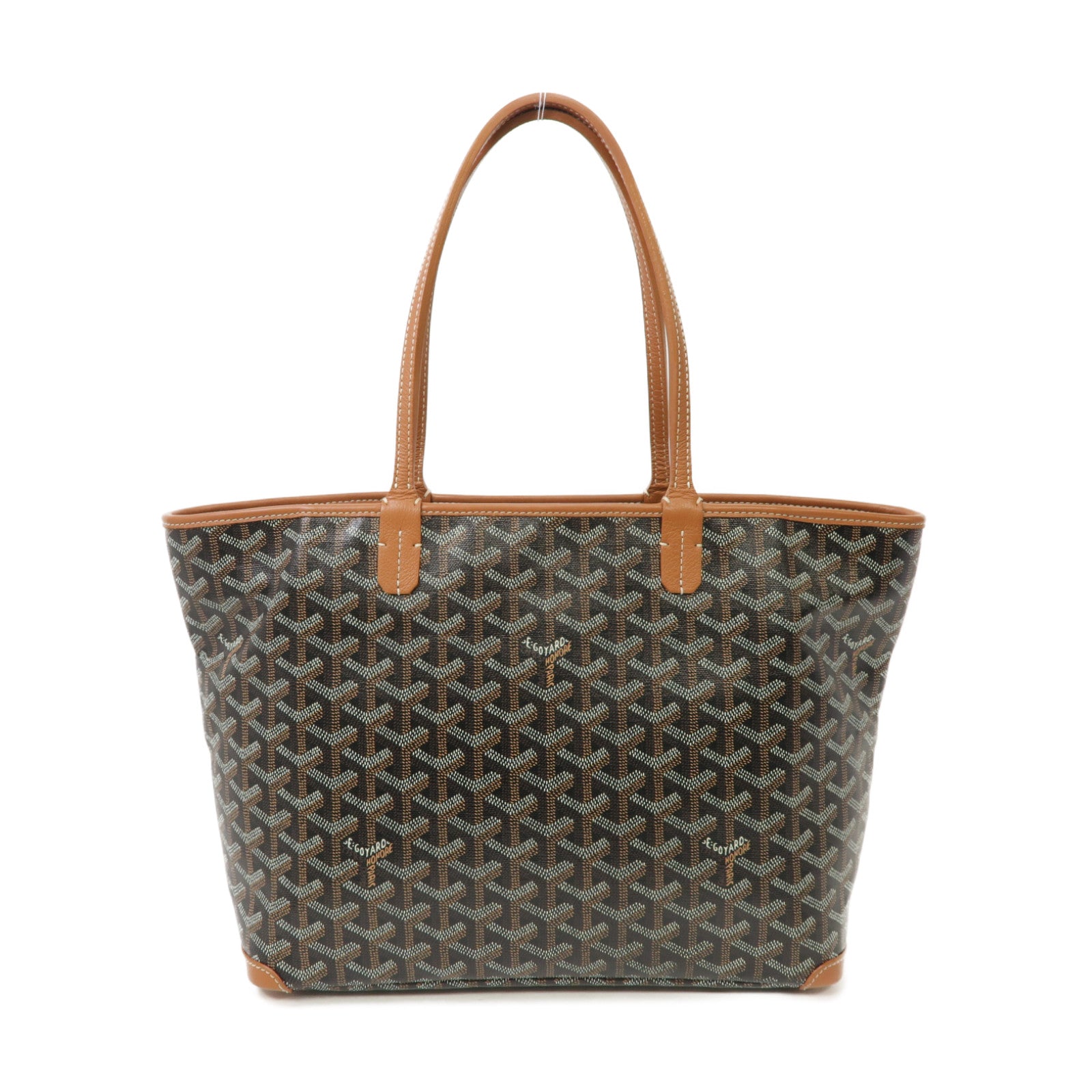 GOYARD 塗層帆布/皮革Artois銀扣手挽袋啡色