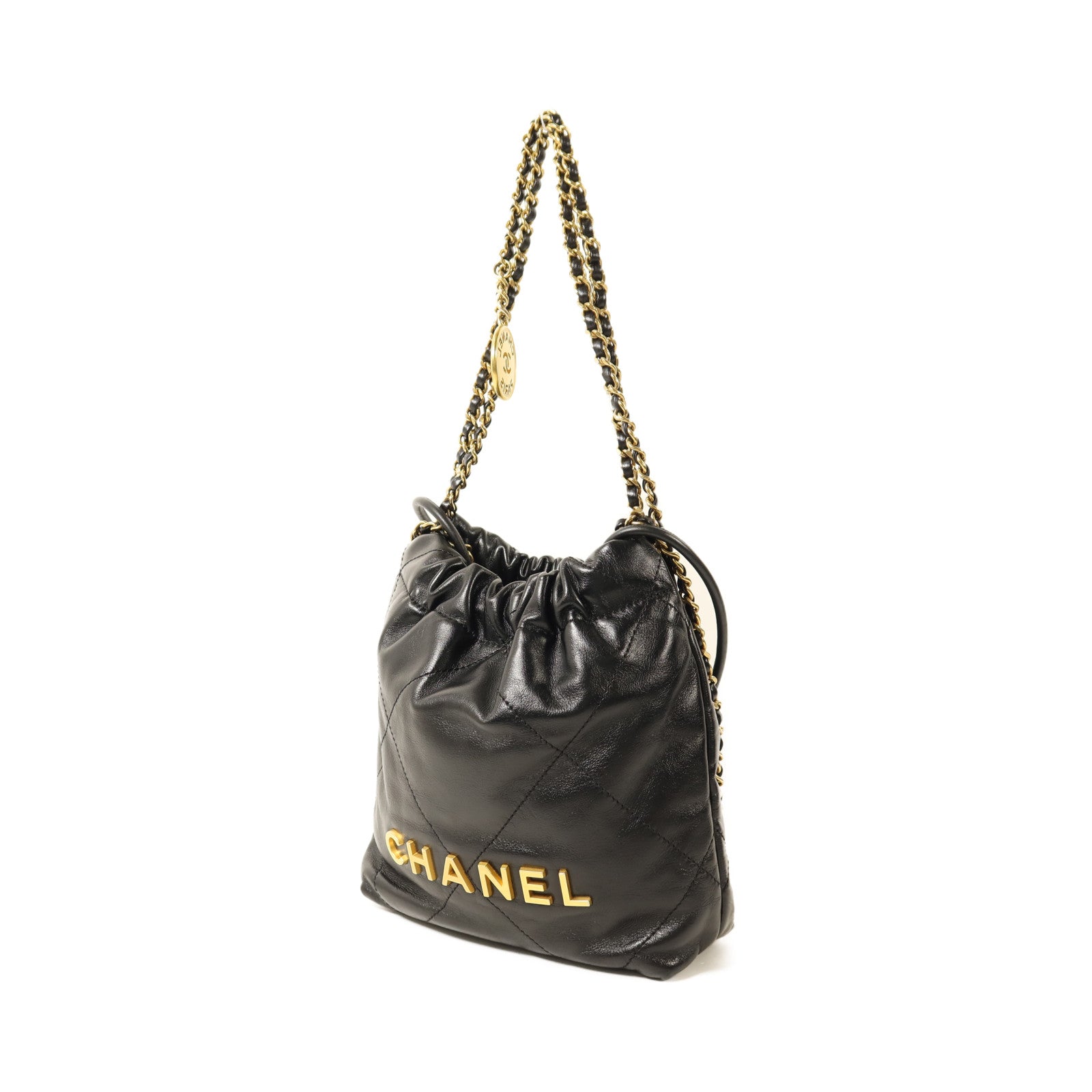 CHANEL 【激減優惠】牛皮皮革Mini C22金扣鏈帶肩背袋