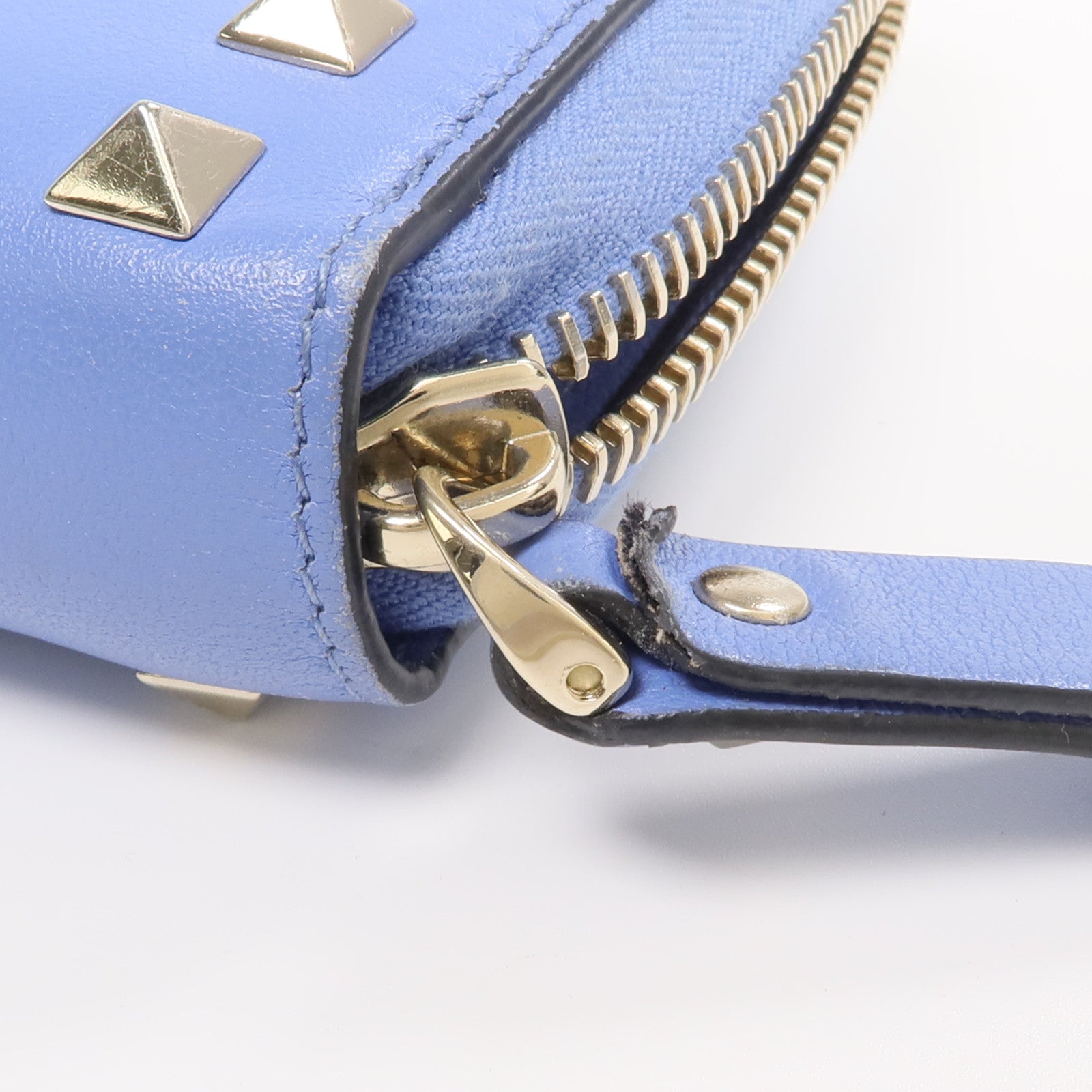 Valentino 【激減優惠】牛皮皮革Rockstud Round Long Wallet金扣拉鏈長錢包