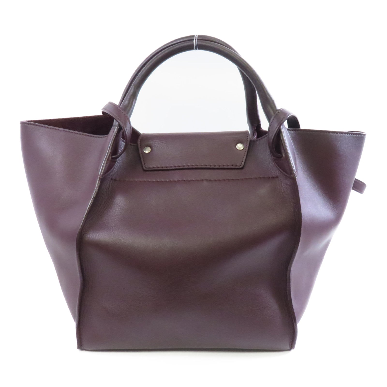 CELINE 牛皮皮革2way Shoulder Bag銀扣手挽肩背兩用袋酒紅色