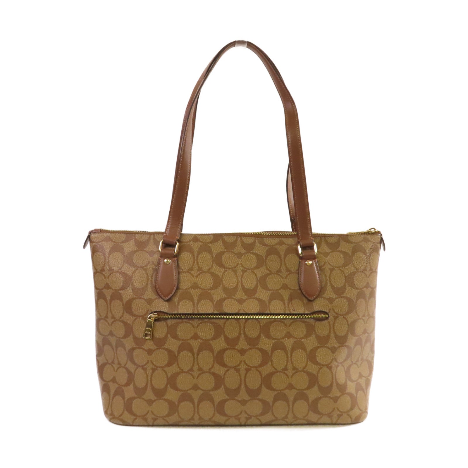 COACH 塗層帆布Gallery Tote Bag金扣肩背袋啡色