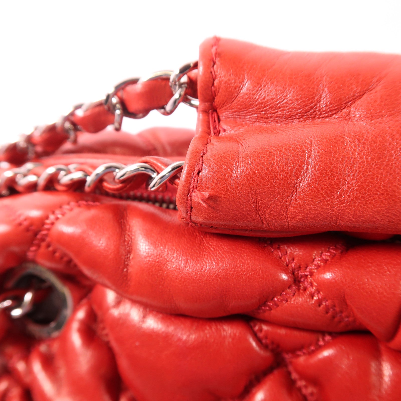 CHANEL 牛皮皮革Shoulder Bag銀扣肩背袋