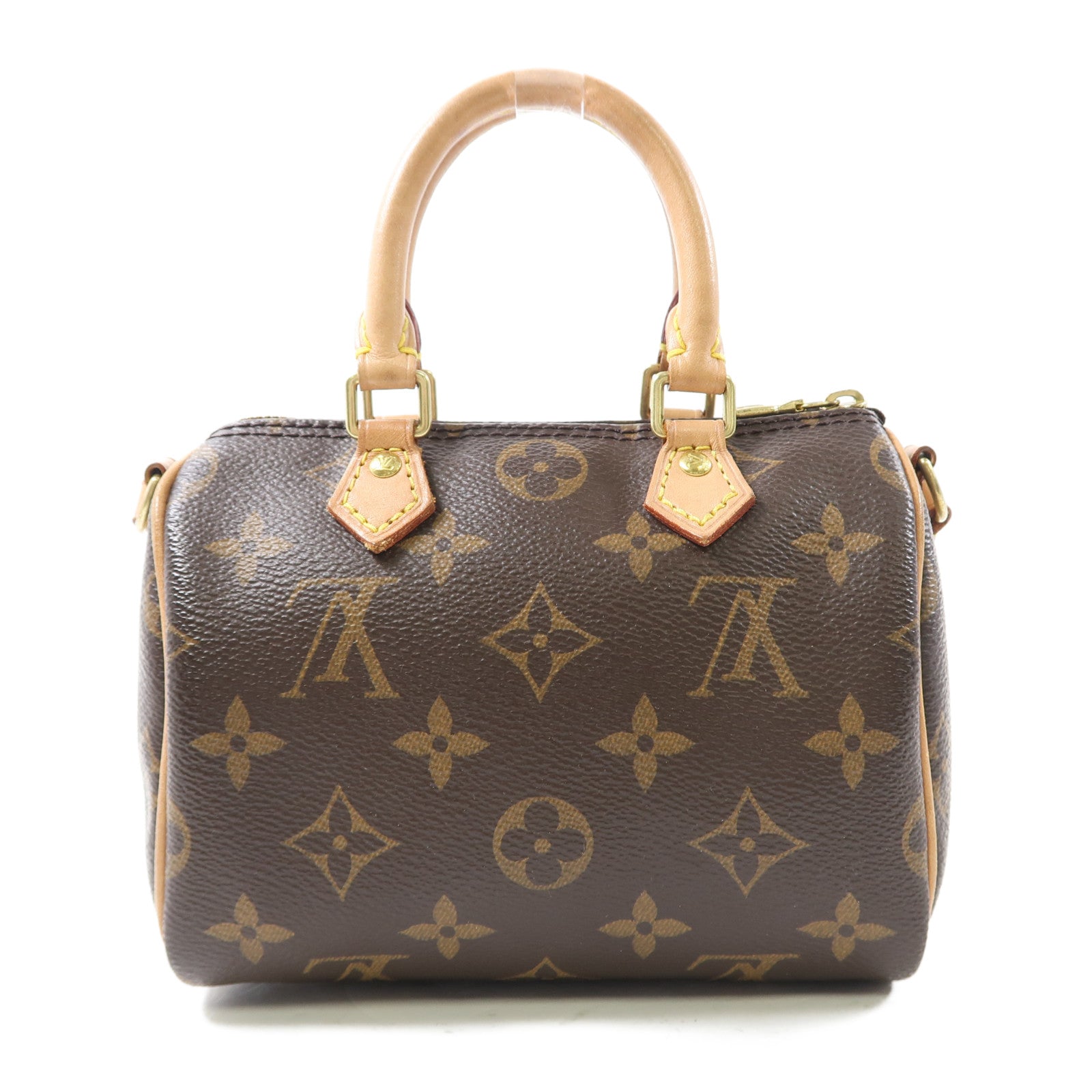 LOUIS VUITTON Monogram Nano Speedy金扣手挽肩背兩用袋棕色