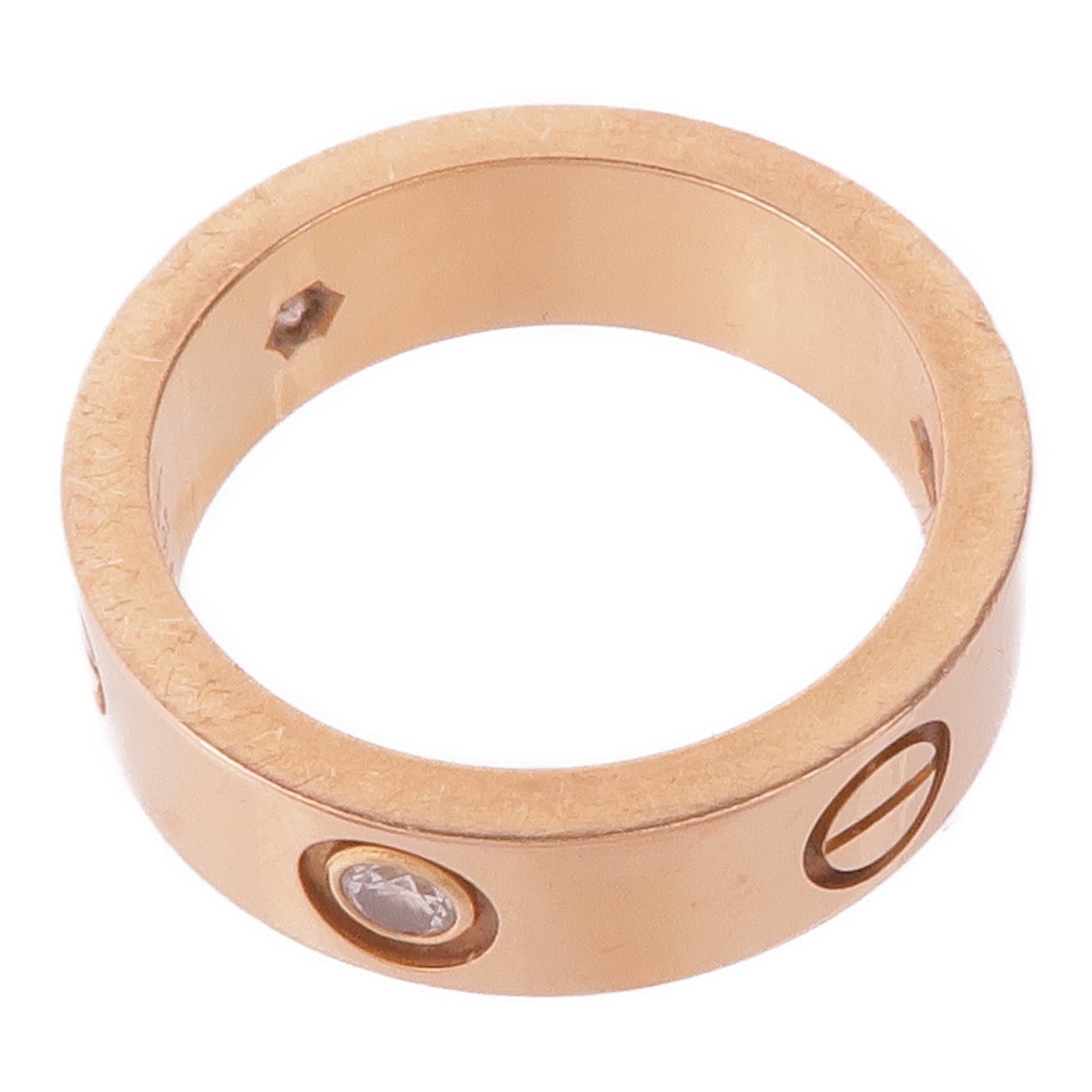 CARTIER 18K玫瑰金Love Ring 3 Diamonds鑽石戒指Cartier#51/US#5.75