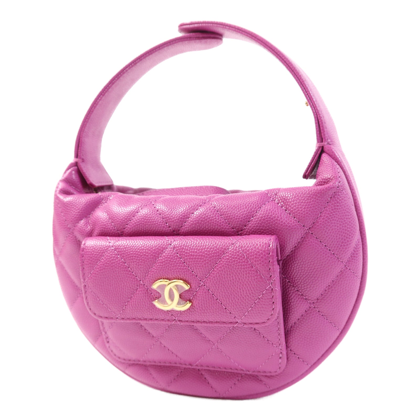 CHANEL 牛皮皮革Hand Bag金扣手挽袋