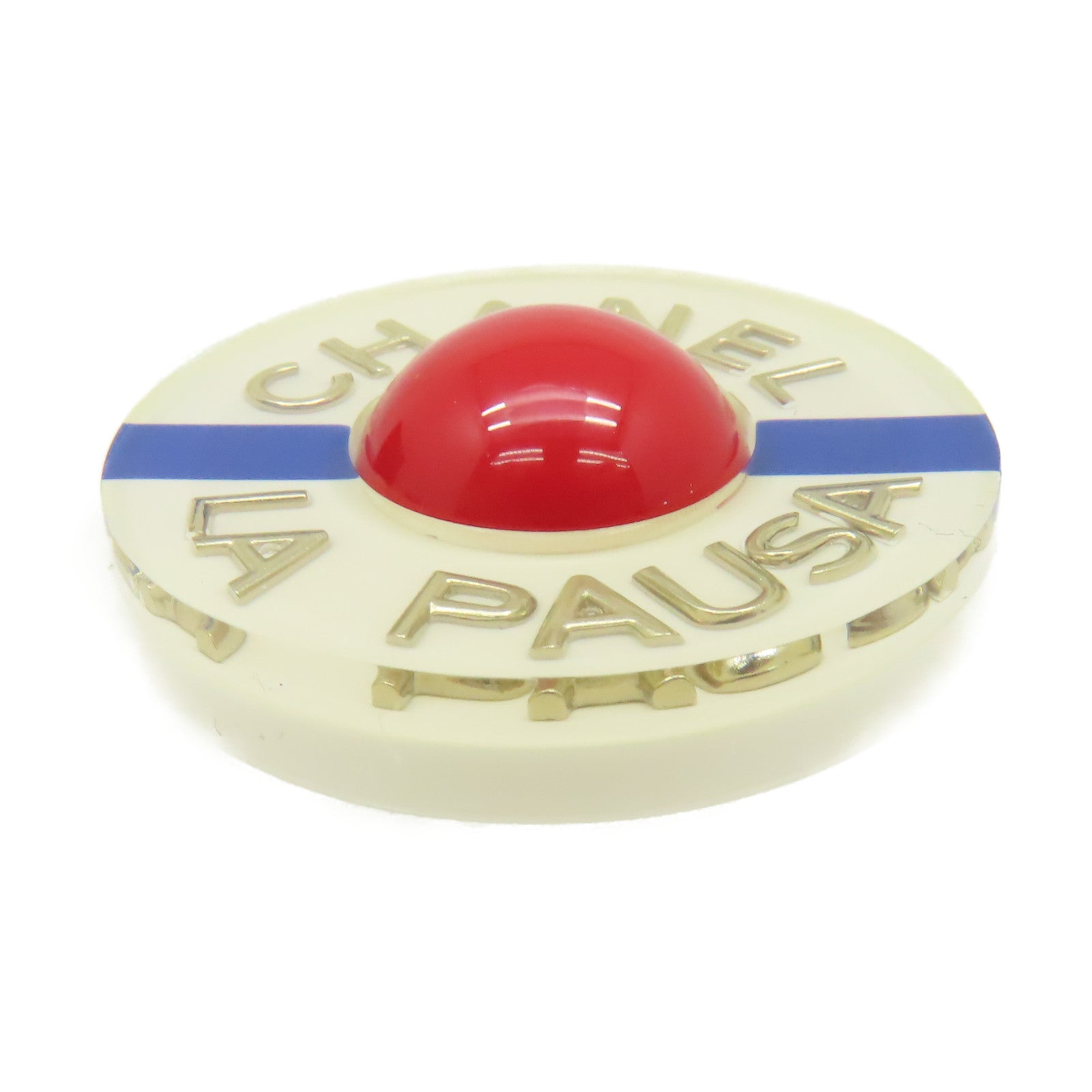 CHANEL 【激減優惠】PVC La Pausa Logos Brooch胸針白色/藍色/紅色/金色