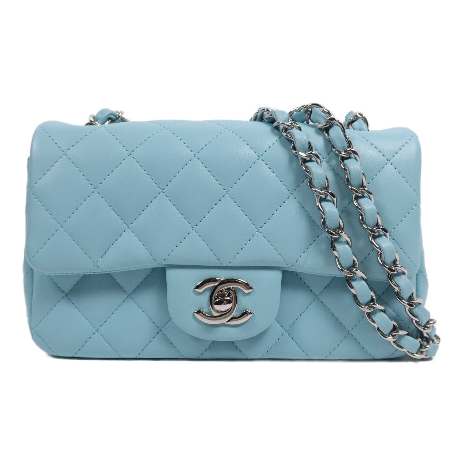 CHANEL 羊皮皮革Classic 20銀扣鏈帶肩背袋