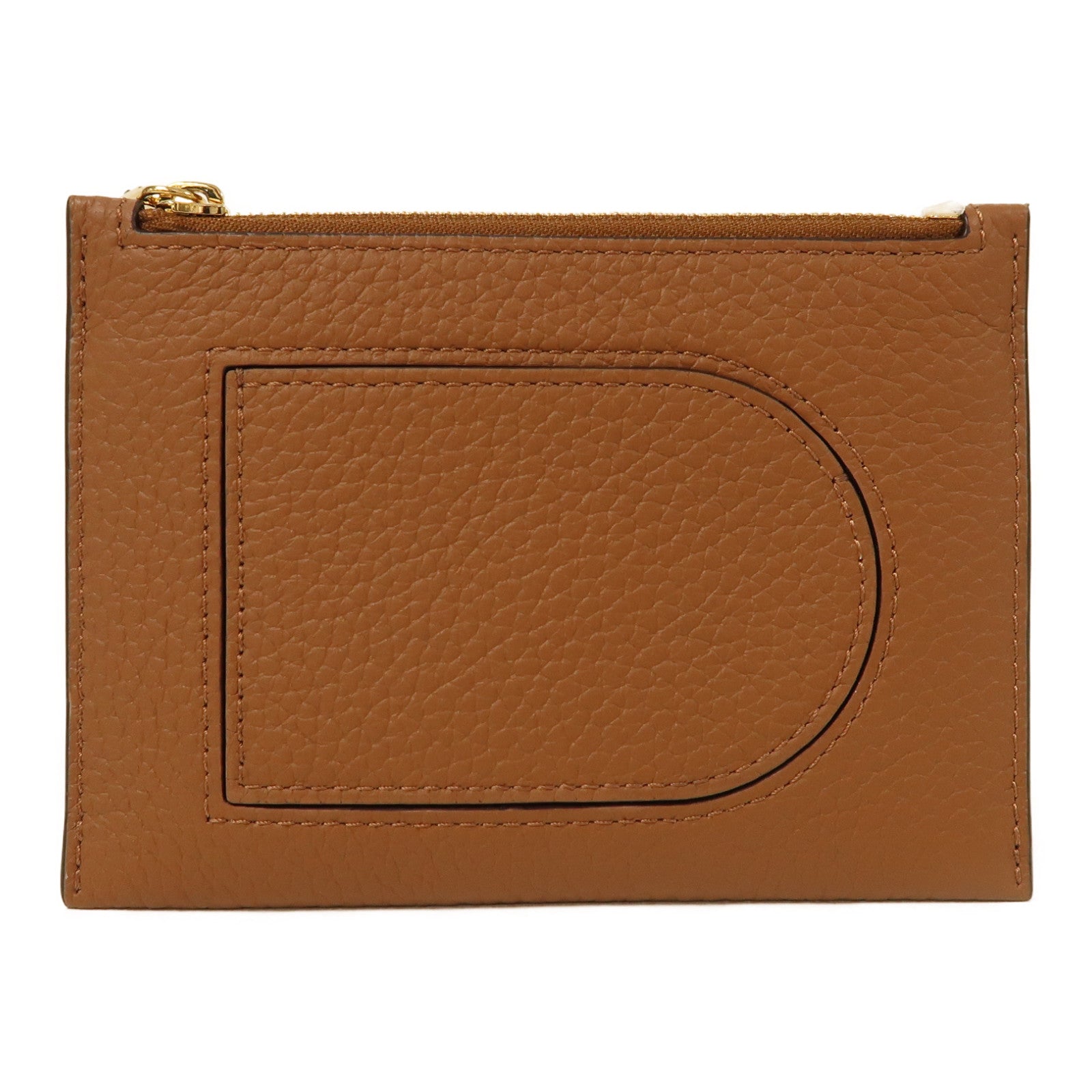 Delvaux 牛皮皮革Pin D Pouch Mini卡片套棕色
