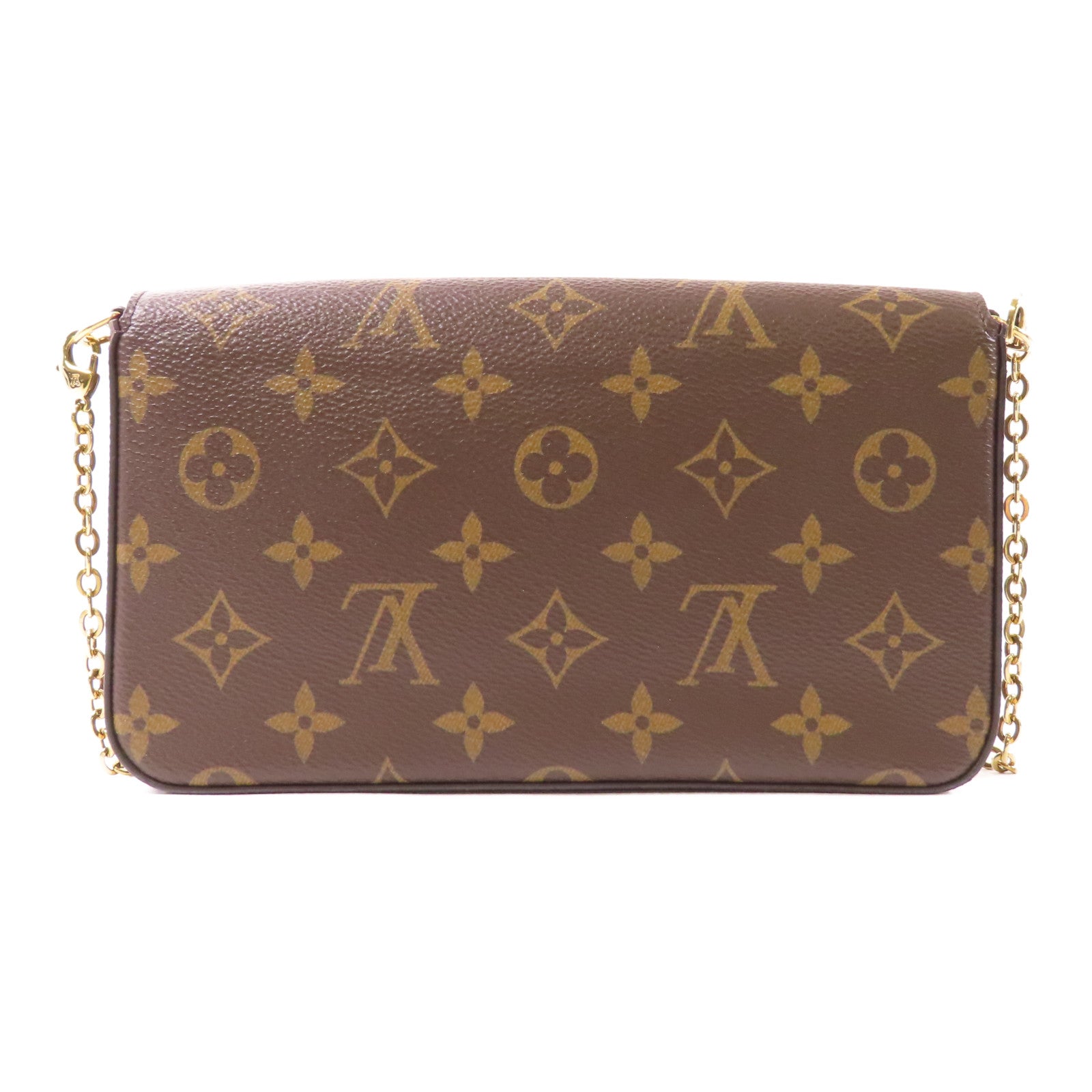 LOUIS VUITTON Monogram Pochette Felicie金扣鏈帶肩背袋棕色