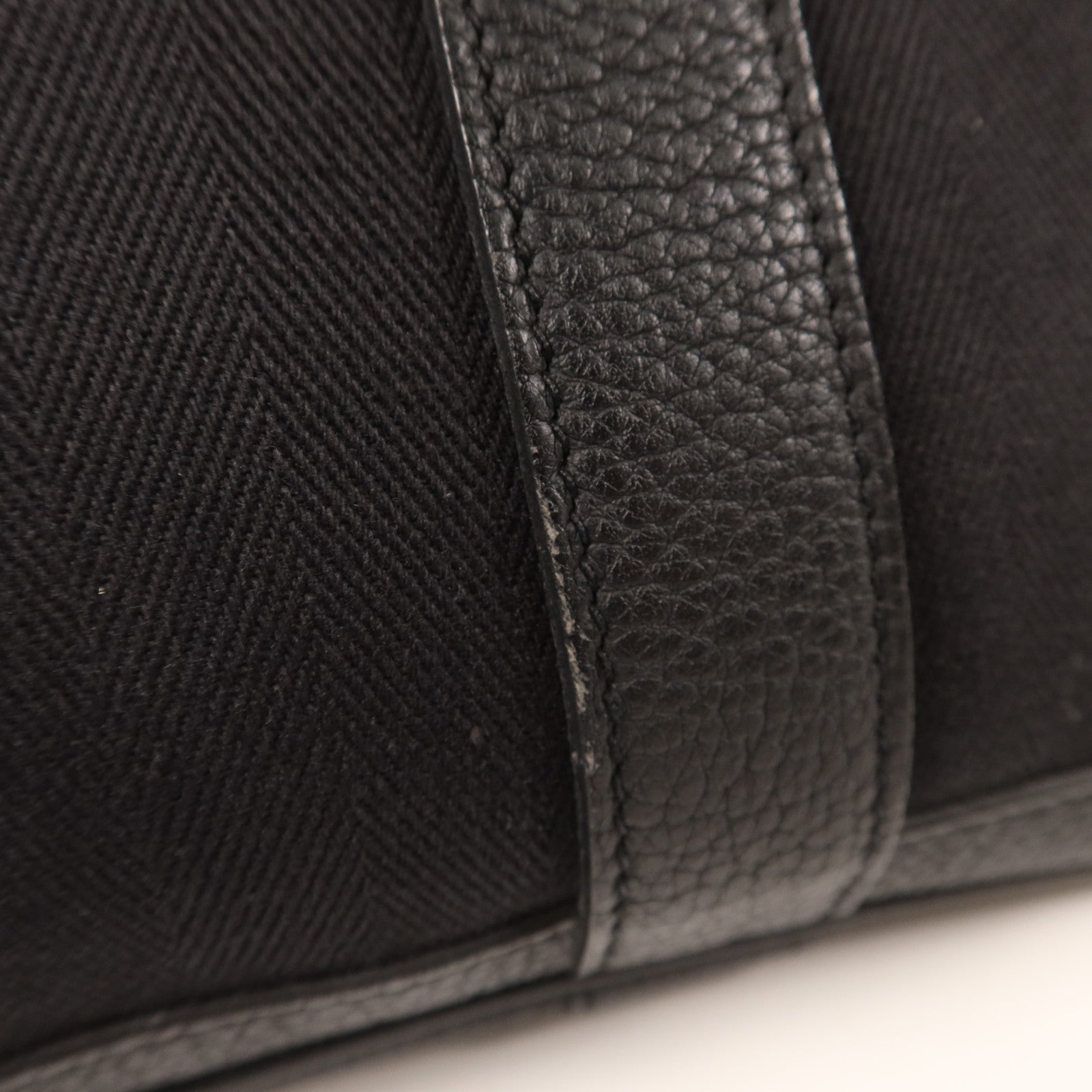 HERMES 帆布/Negonda皮革Garden Party TPM銀扣手挽袋Noir/Blue Indigo