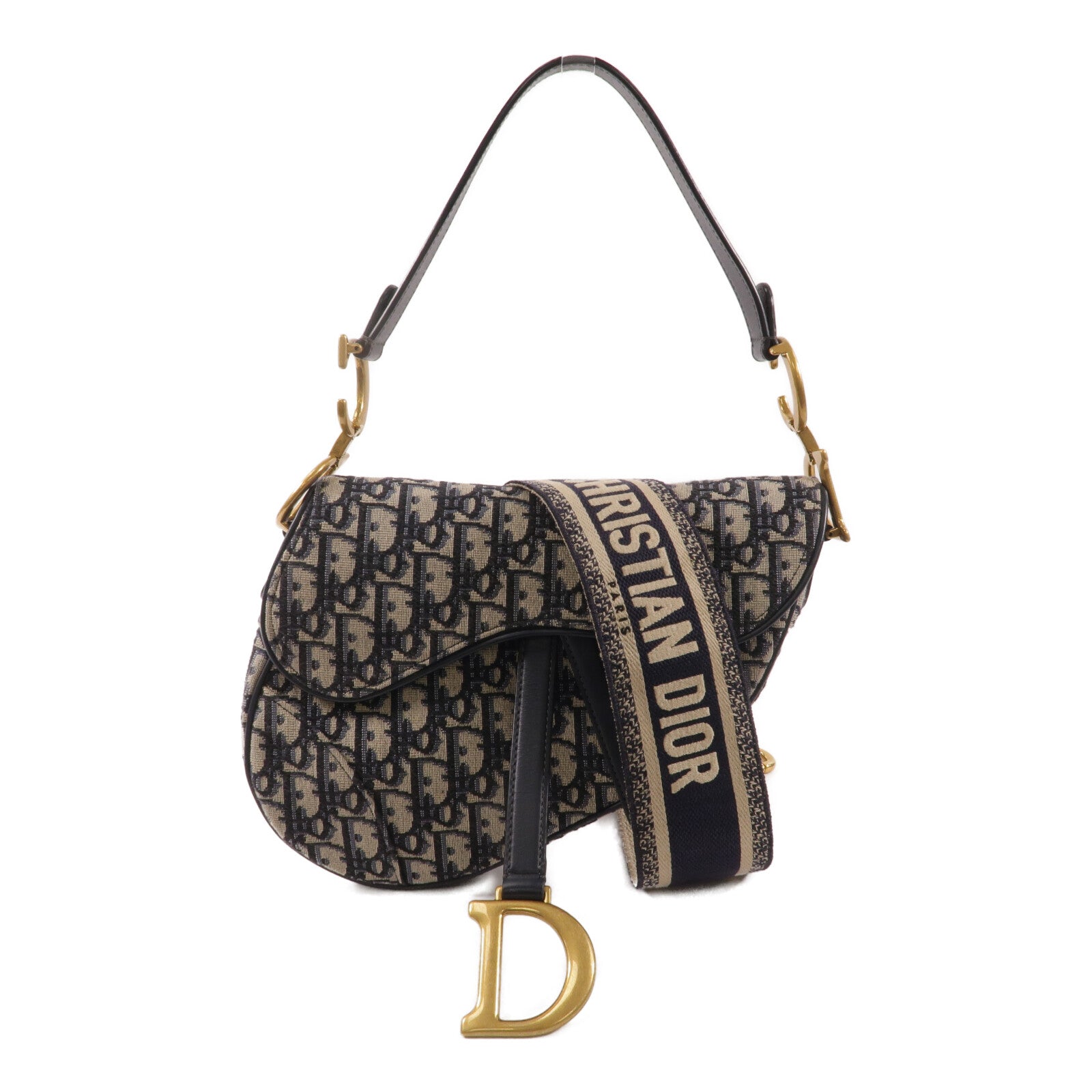 Dior Obriqur帆布Saddle Medium手挽肩背兩用袋