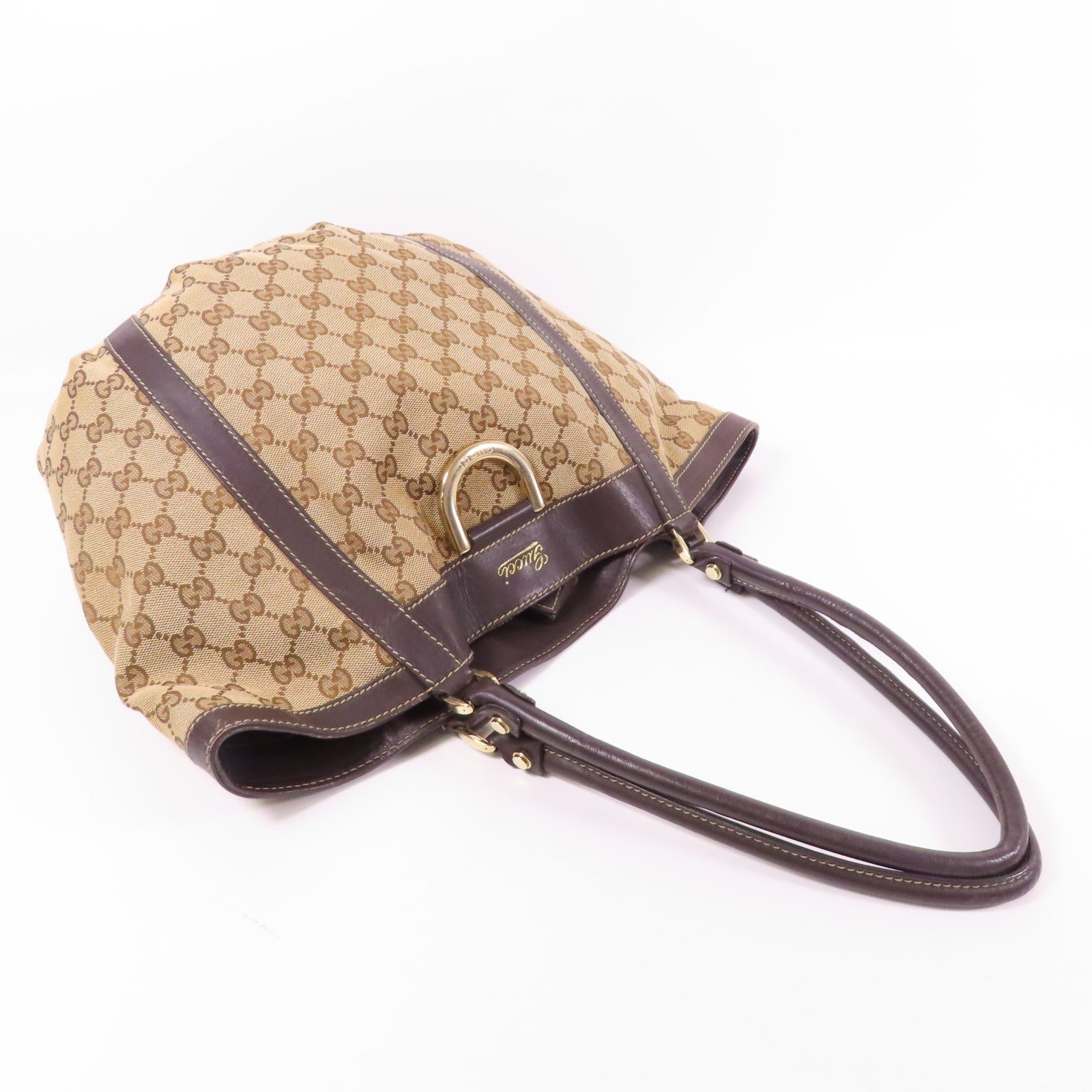 GUCCI 帆布Shoulder Tote金扣肩背袋/手挽袋