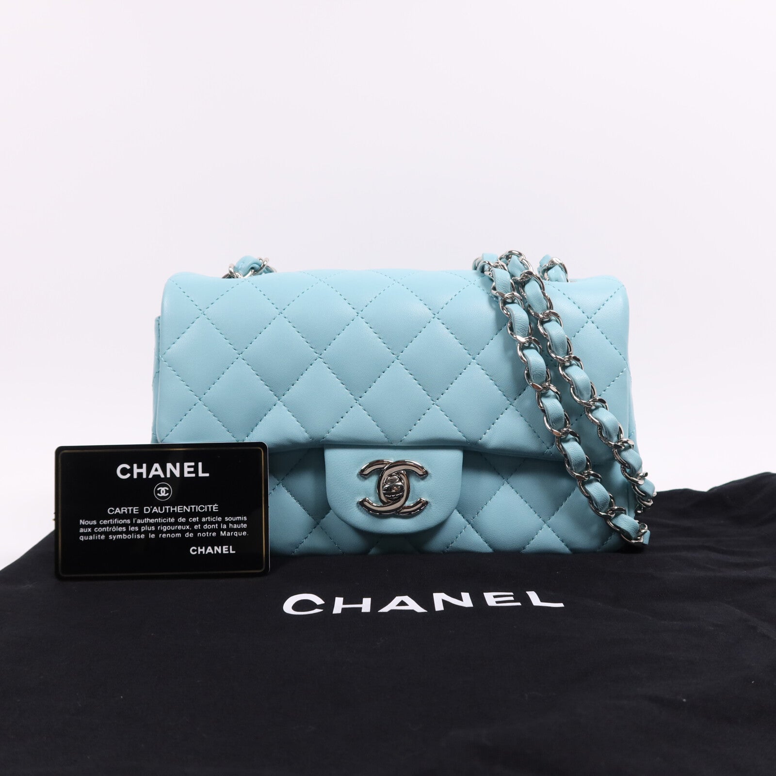 CHANEL 羊皮皮革Classic 20銀扣鏈帶肩背袋