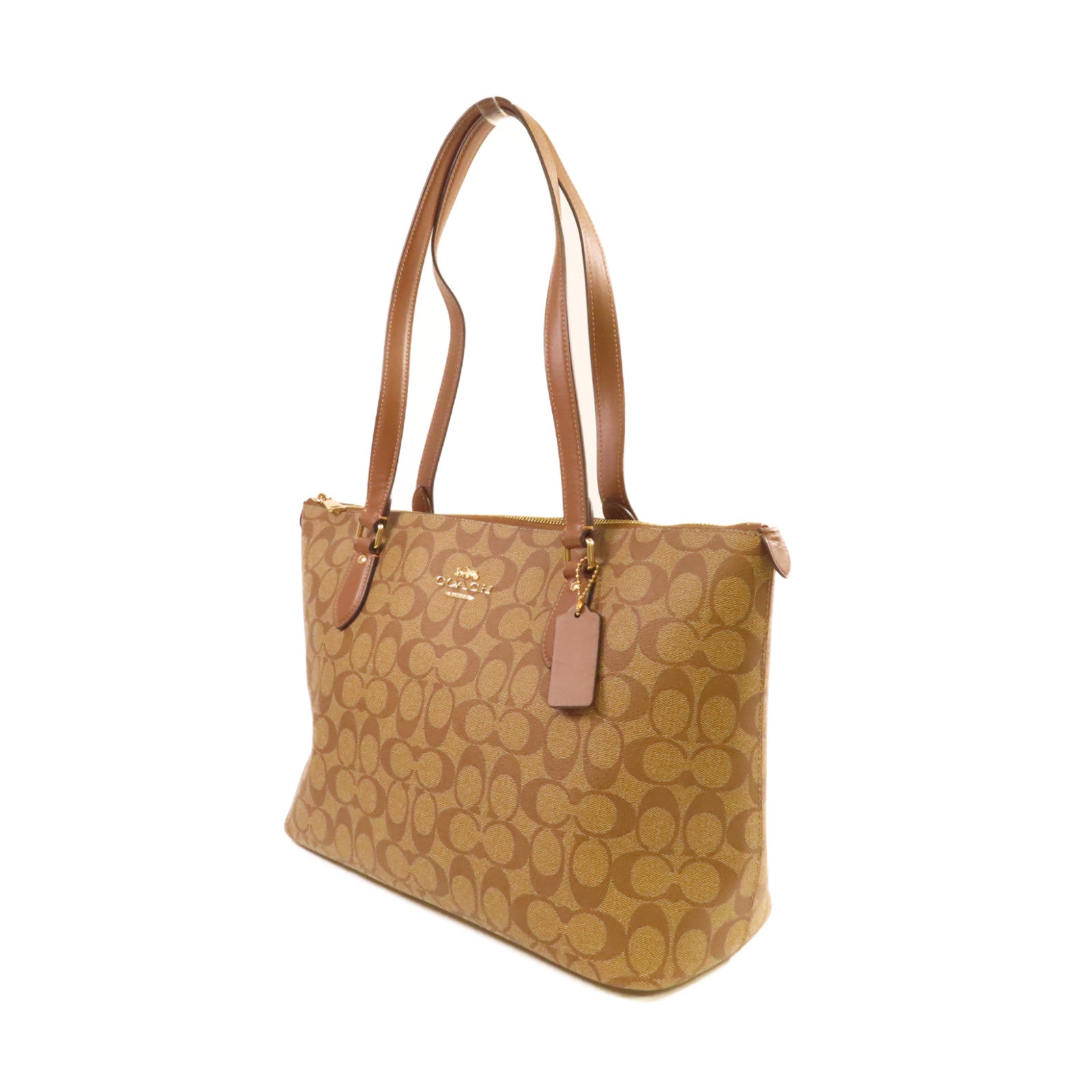COACH 塗層帆布Gallery Tote Bag金扣肩背袋啡色