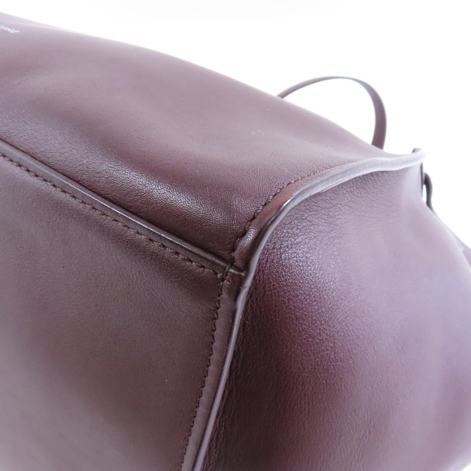 CELINE 牛皮皮革2way Shoulder Bag銀扣手挽肩背兩用袋酒紅色