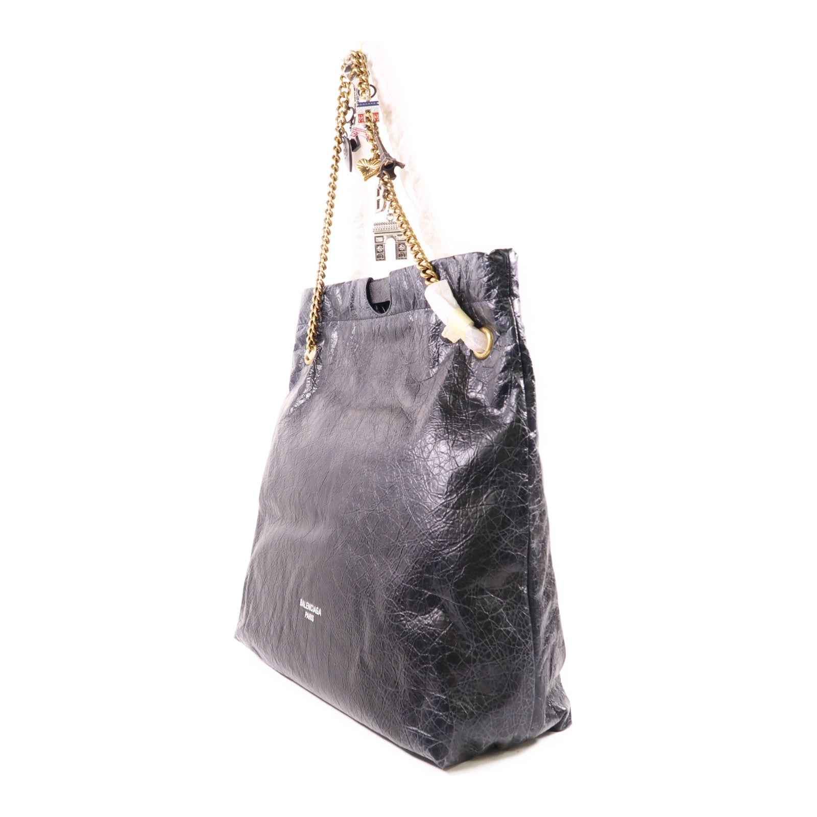 BALENCIAGA 羊皮皮革Crush Medium Tote Bag金扣肩背袋
