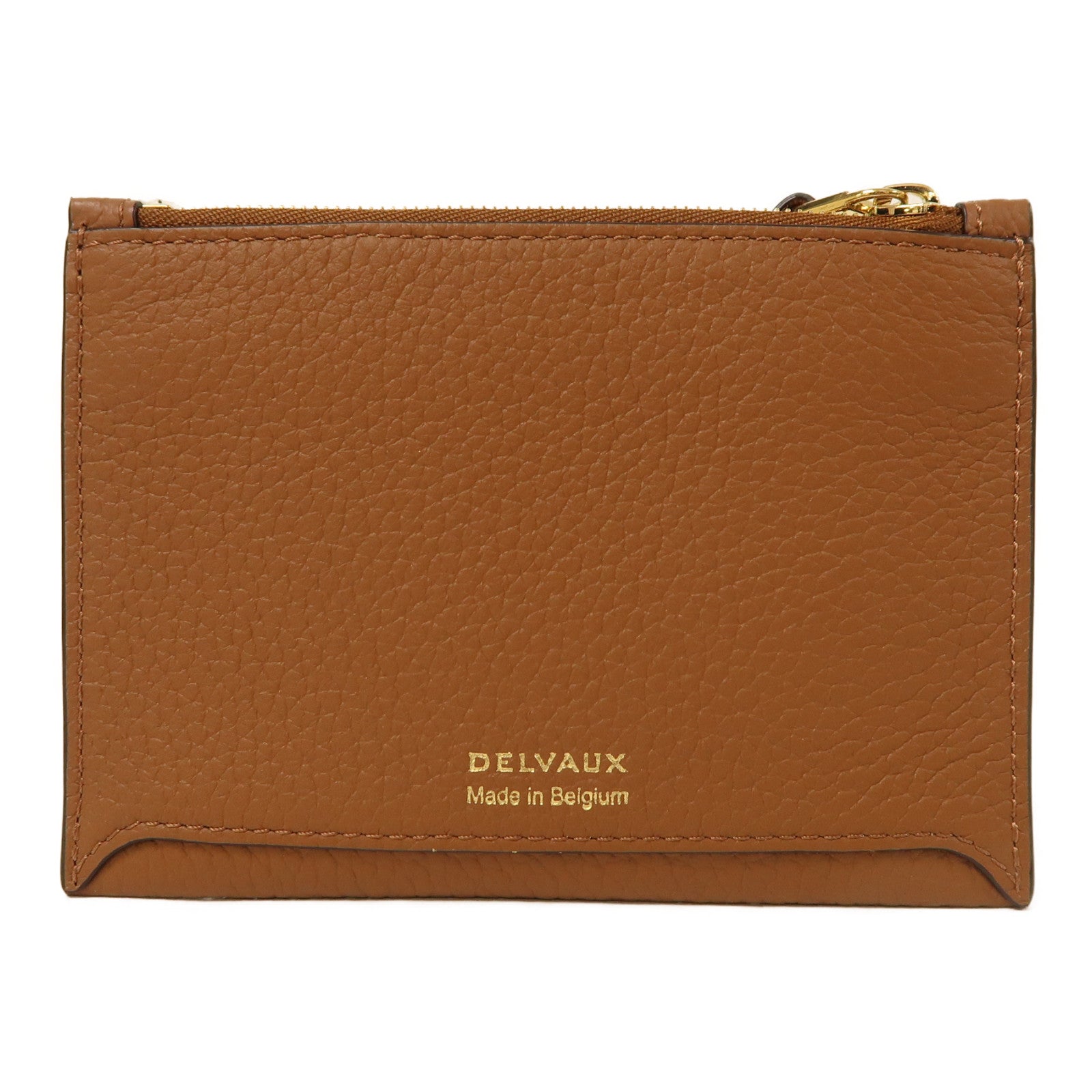 Delvaux 牛皮皮革Pin D Pouch Mini卡片套棕色